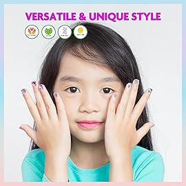 Townley Girl 96 PC Press- On Nails Set, Glitter and Glam, False Nails Set for Tweens with Pre-Glue Full Cover Acrylic Nail Tip Kit, Great for Gifts, Parties, Sleepovers and Makeovers