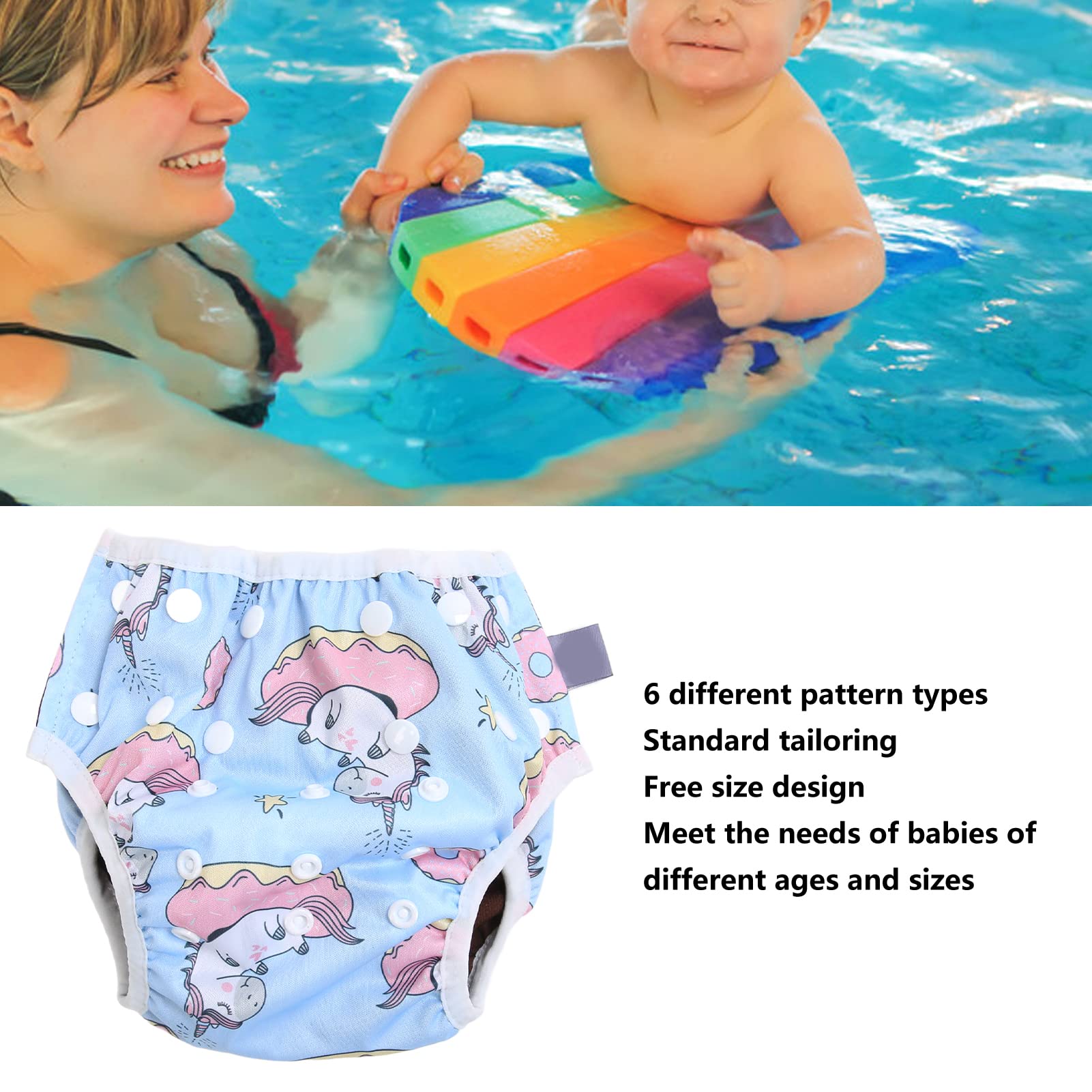 6 Stück Baby-Schwimmwindeln, atmungsaktiv, waschbar, wiederverwendbar, wasserdicht, für Kleinkinder, Netztaschen-Stoffwindeln