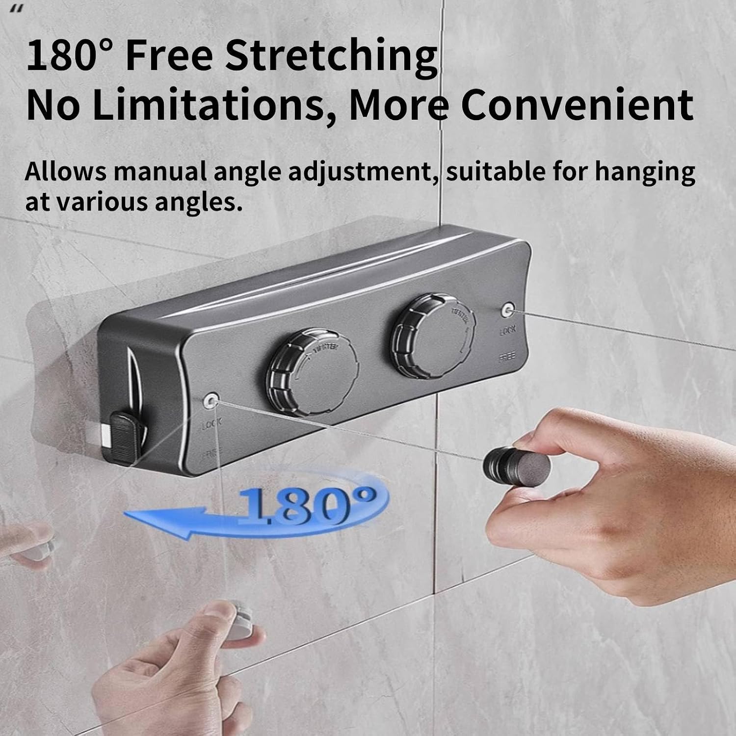 Retractable Clothesline, Dual-Line Stainless Steel Clothes Line Wall Mounted Drying Rack with Auto-Lock and Non-Sagging Design for Indoor and Outdoor 16.7ft*2