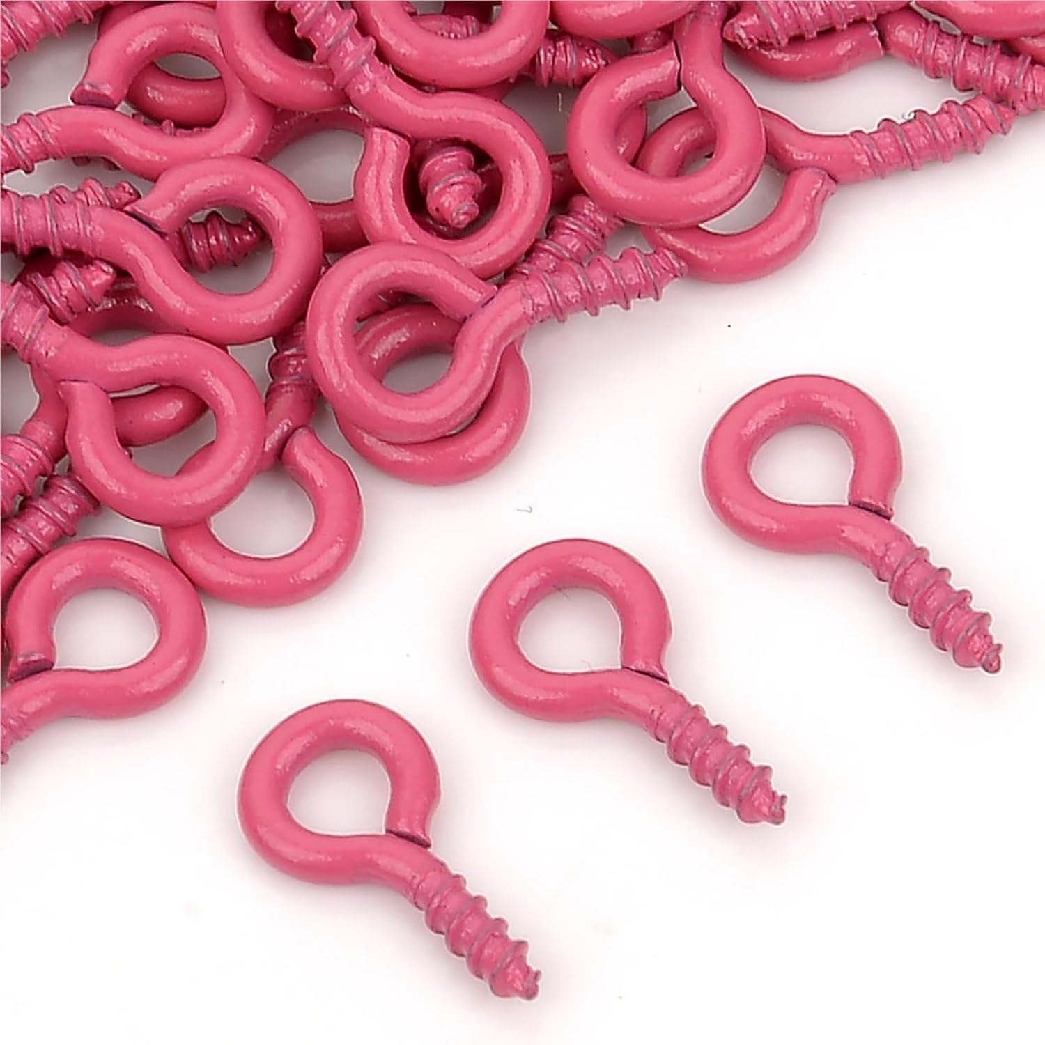 Small Screw Eye Pin 2000pcs 8/10mm Small Mini Tiny Eye Pins Eyepins Hooks Eyelets Screw Threaded Gold Clasps Hooks Jewelry Findings for Making DIY for Jewelry Making(Rose Red,8x4mm- 200pcs)
