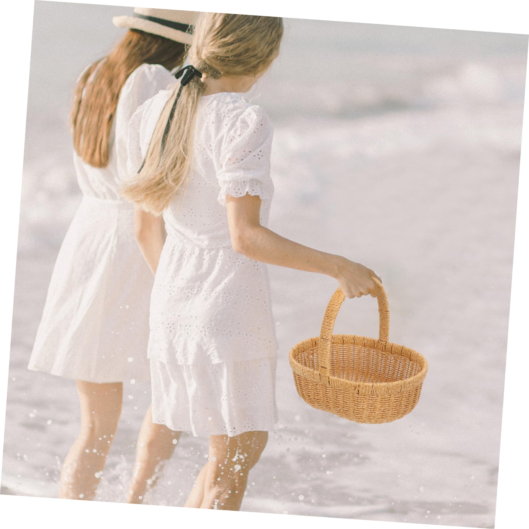 Toddmomy Cestino in Plastica Finta Rattan Cestino Portaoggetti Portatile per Alimenti e Frutta per Picnic Campeggio e Riunioni di Famiglia Contenitore Versatile e Pratico