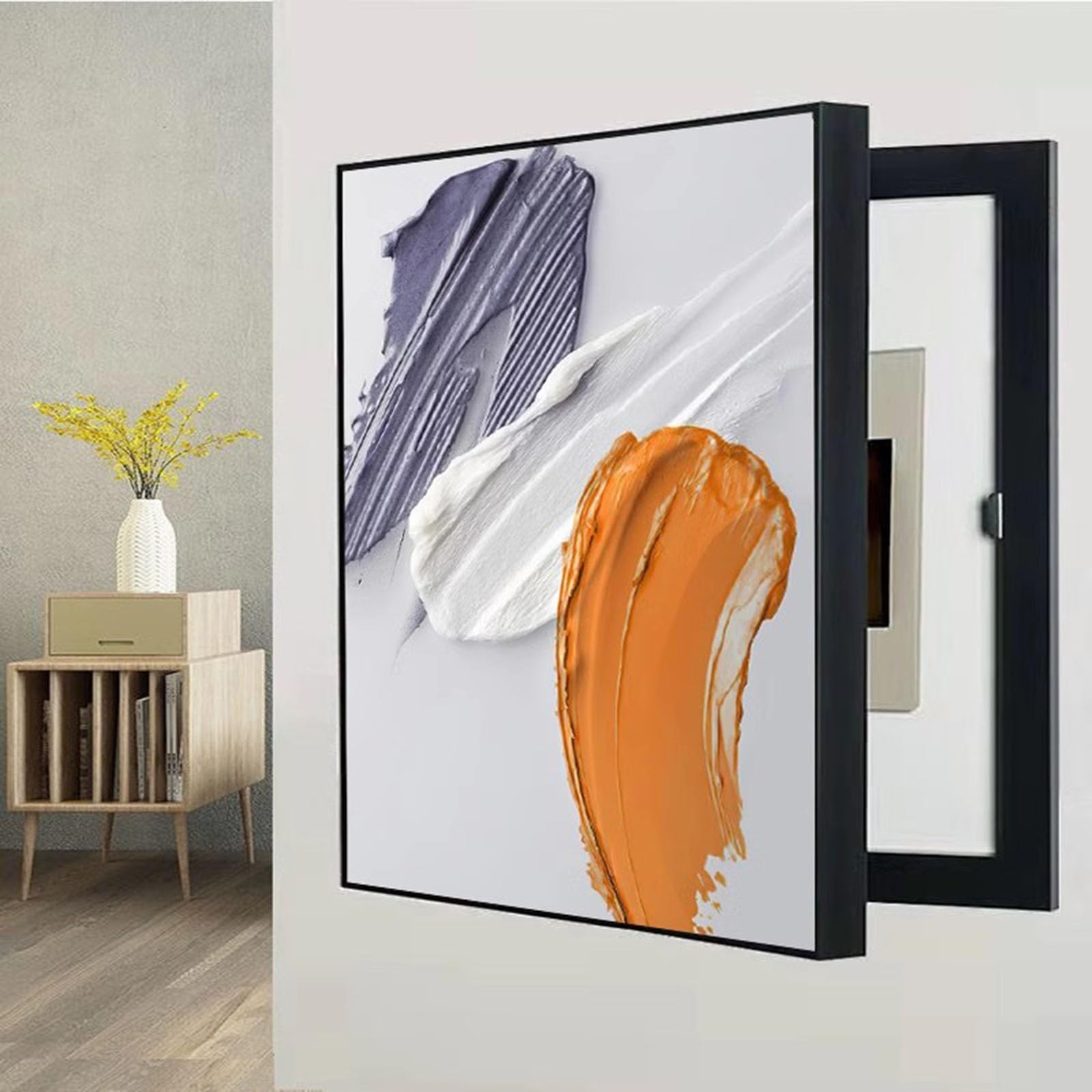 Wall Mounted Electrical Panel Cover Modern Meter Box Decorative Painting Hidden Circuit Breaker Panel Fuse Box Cover Cabinet with Ps Frame