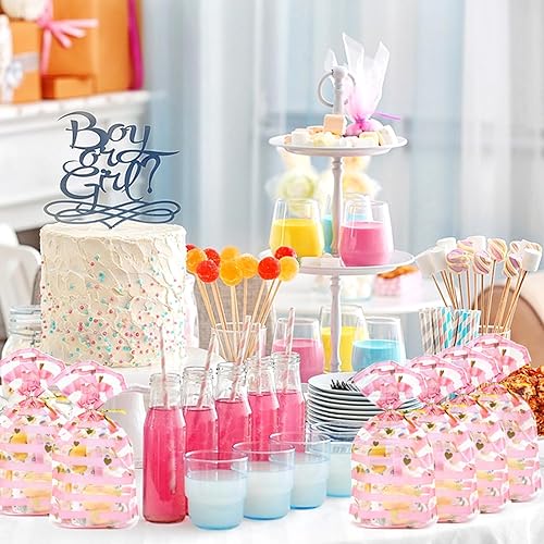 Miniatura 7 de JOERSH Paquete de 100 bolsas de celofán transparente con refuerzo inferior de 8.1 x 5 pulgadas con lazos para galletas, dulces, palomitas de maíz,