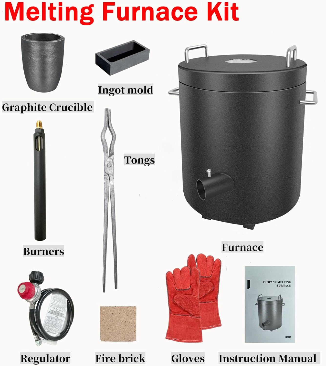 Outstar 12KG Propane Melting Furnace Kit,Large Capacity Foundry Kiln Smelting Gold Silver Copper Aluminum Metal Recycle for Jewelry Making and Metal Casting