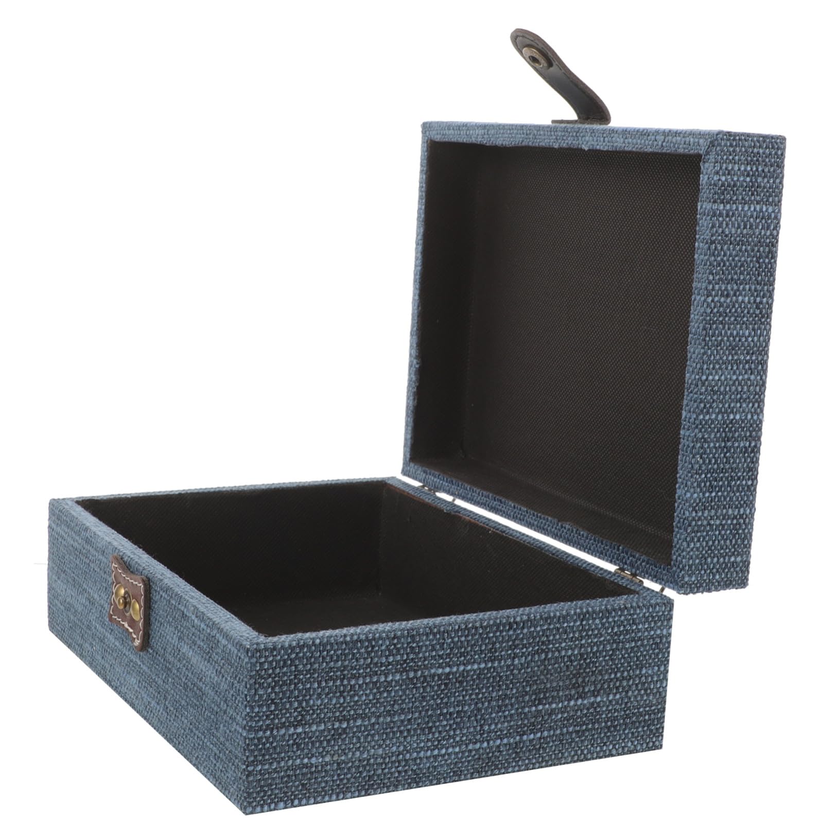 Boîte à bijoux en bois VANZACK bleu rétro style japonerie avec tissu
