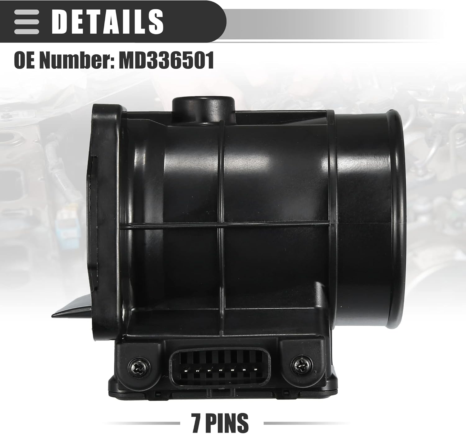 Motoforti Air Flow Sensor Meter, MAF Sensor Airflow Replacement, for Mitsubishi Eclipse 2.4L, 3.0L 2000-2005, Plastic, MD336501 7460013, Black