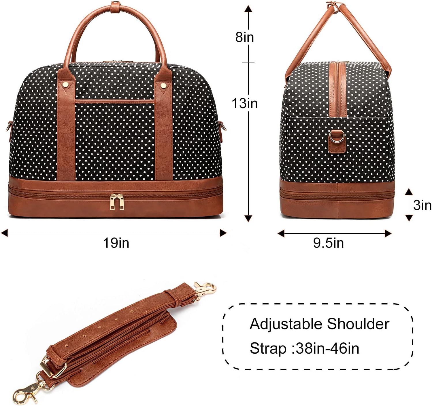 Weekender Bag for Women Canvas Overnight Bag Large Travel Tote Bag Carry on Shoulder Duffle Bag With Shoe Compartment,Perfect for Travel/Daily Use/Birthday Gift … - Image 7