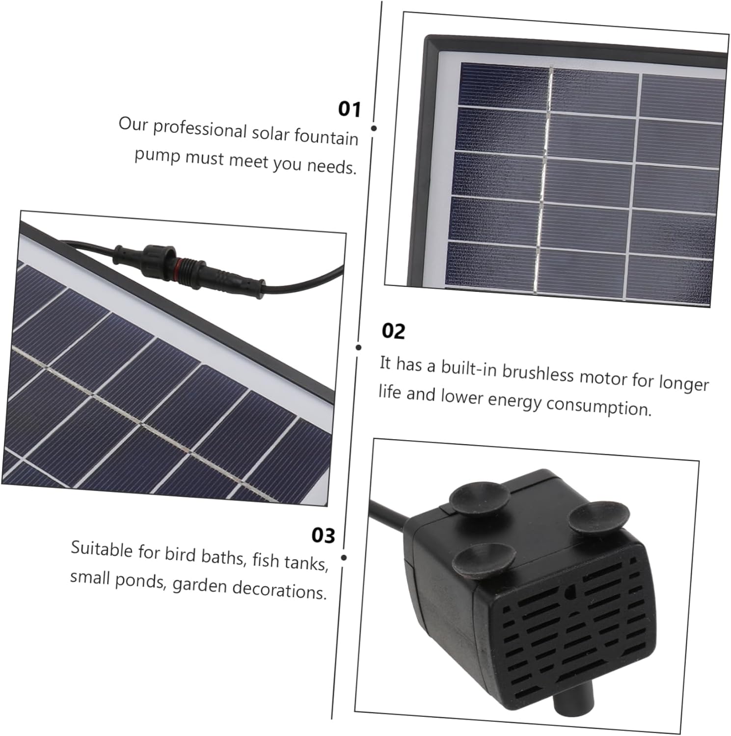 Balacoo 12V Solar Powered Garden Fountain Pump Floating Water Pump for Bird Baths and Ponds Rate Energy Saving and Solar Fountain for Garden Decor