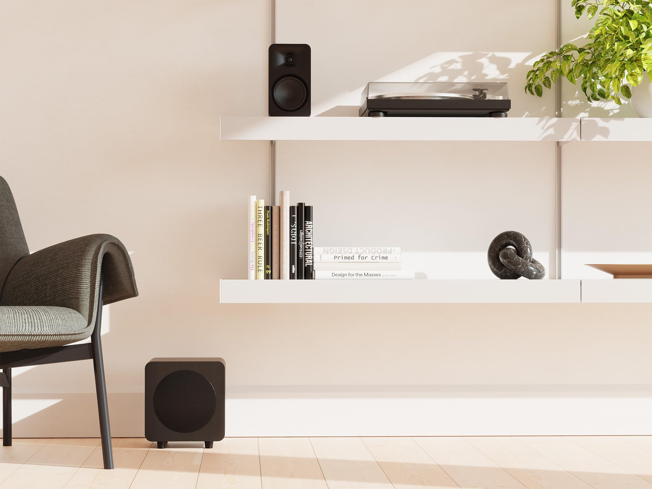 Kanto SUB6 Sealed Powered Subwoofer | 200W Peak Power | 6” Woofer | Quick & Accurate Bass | Ultra-compact Design | Matte Black