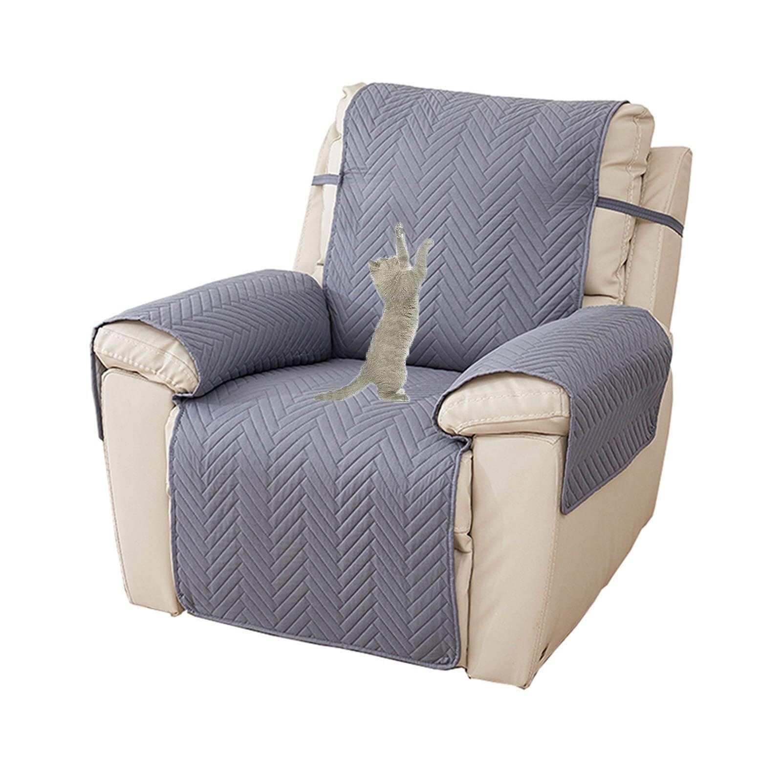 NMVAWIPT Cat Scratch Proof Reclining Chair Cover Stretch Recliner Armchair Slipcover Nonslip Furniture Protector For Kids And Pets(Blue)
