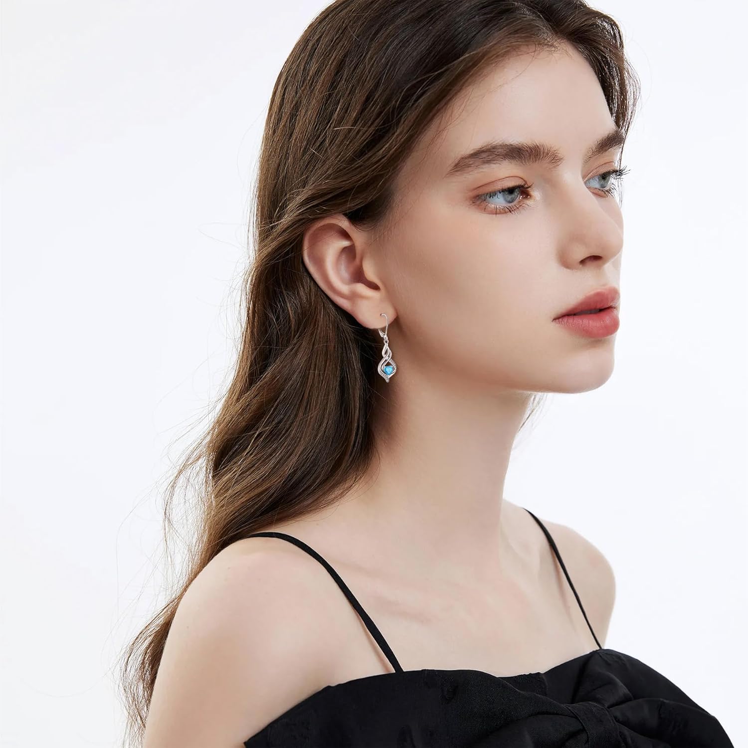 Dangle Drop Earrings for Women 925 Sterling Silver Infinity Leverback Earrings with Birthstone Twisted Jewelry Gifts for Her - Image 2