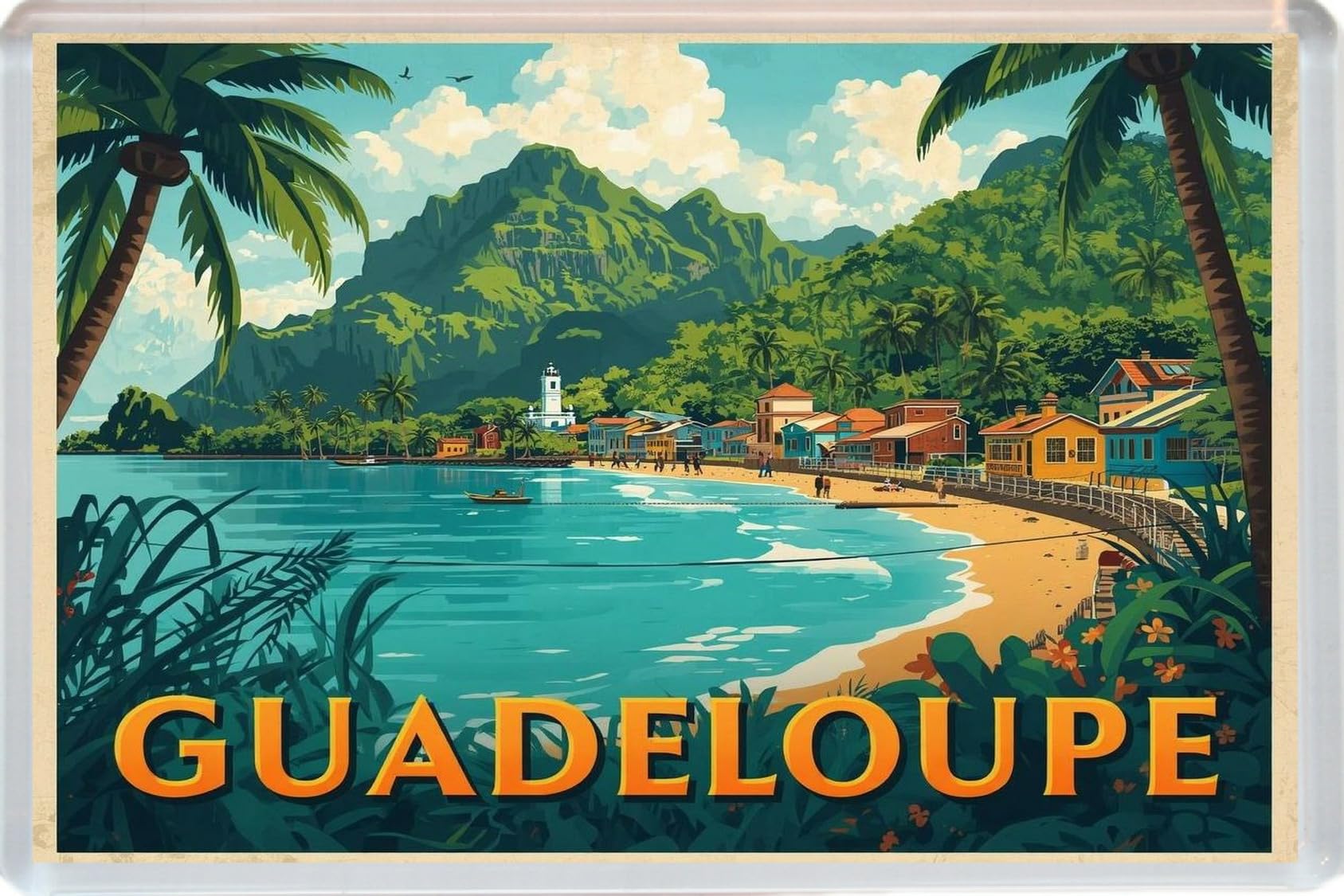Baked Bean Store Multicolor Guadeloupe - Caribbean - Jumbo Artistic Fridge Magnet 96 X 67Mm Bbsfhm3534