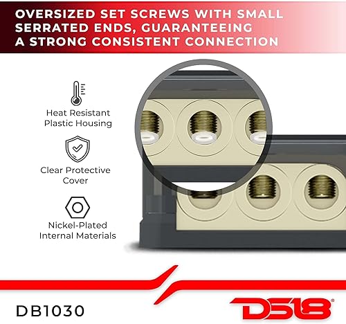 Miniatura 9 de DS18 DB1034 Bloque de distribución 1X0-GA en salida 3X4-GA para amplificadores de coche