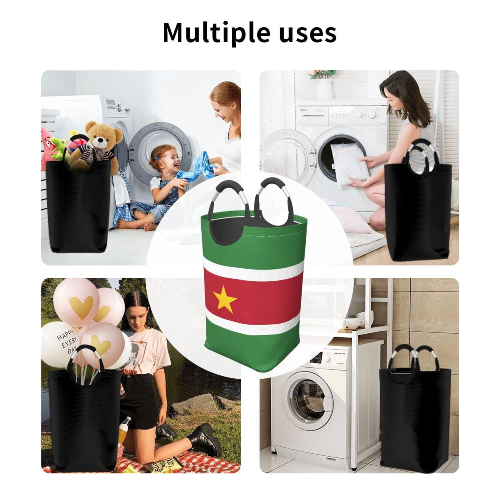 Flag of Suriname Faltbare quadratische Aufbewahrungstasche, 50L Schmutzige Kleidung Wäschekorb, geeignet für Waschküche, Schlafsaal, Schlafzimmer