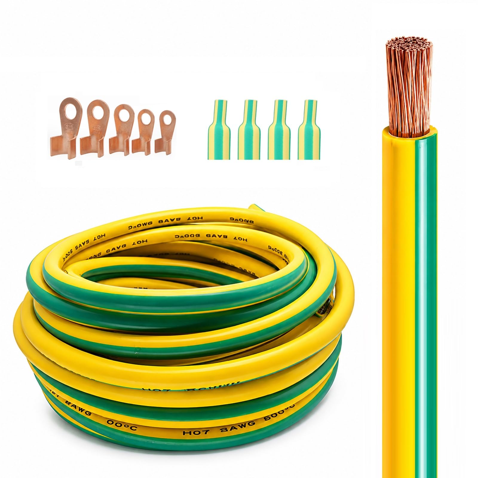 Cavo Di Terra Giallo Verde In Rame Flessibile Con Isolamento PVC 8-16 AWG