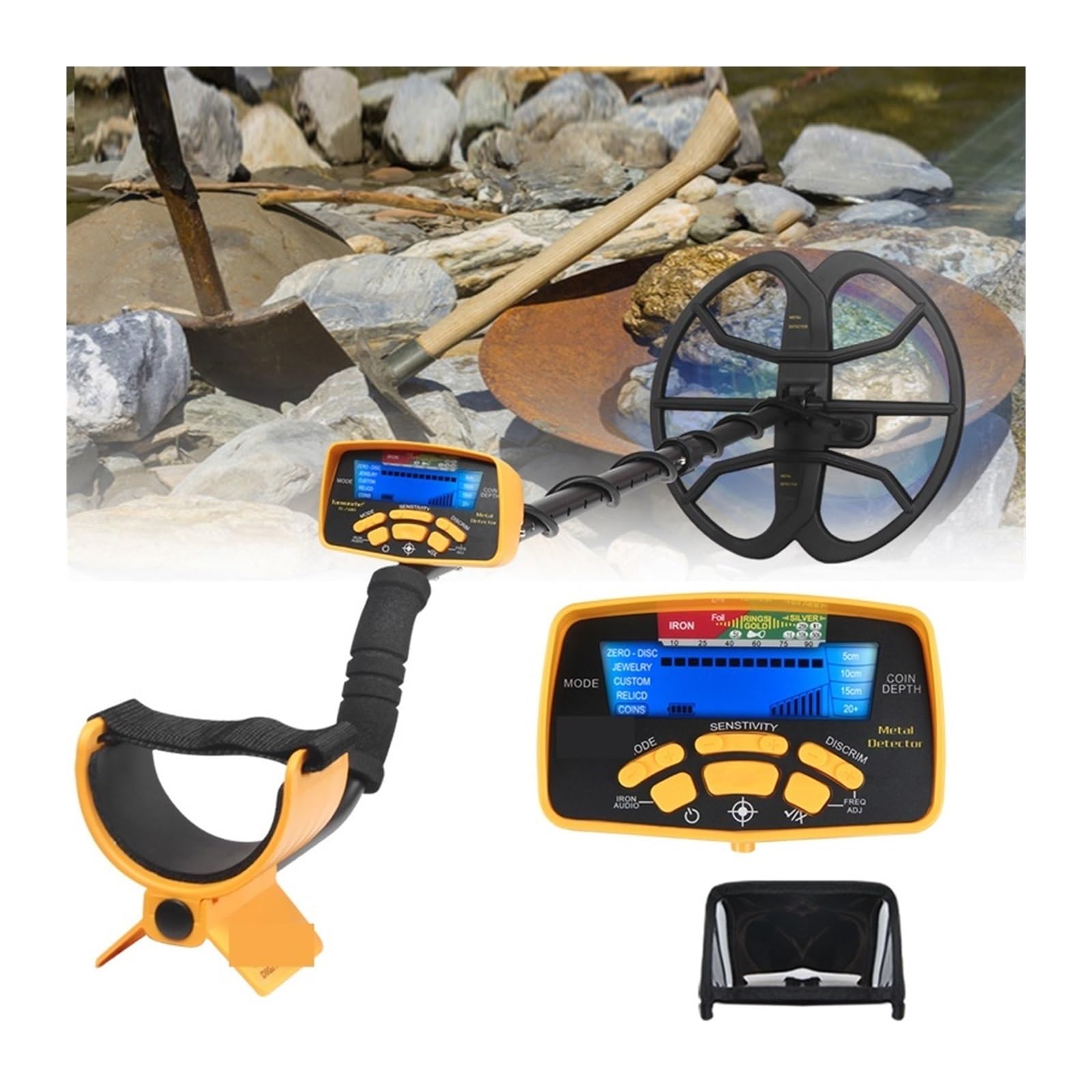 Détecteur de métaux pour adultes TC-500 avec grande bobine 13 pouces pour chercher de l'or