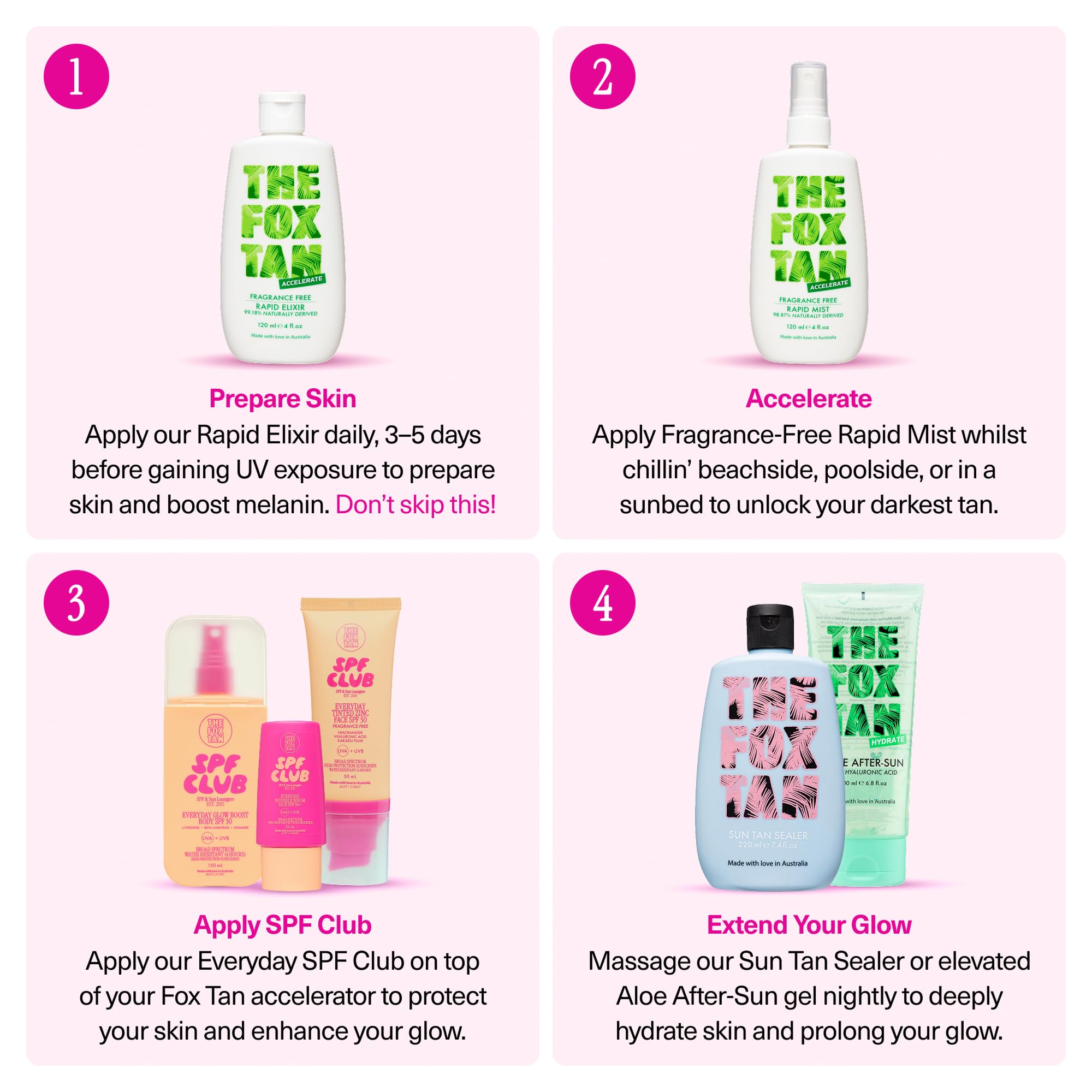 The Fox Tan - Fragrance Free Rapid Tanning Mist - Acceleratore abbronzante senza profumo e autoabbronzante, spray abbronzante per viso e corpo, per sole e solarium, 120 ml