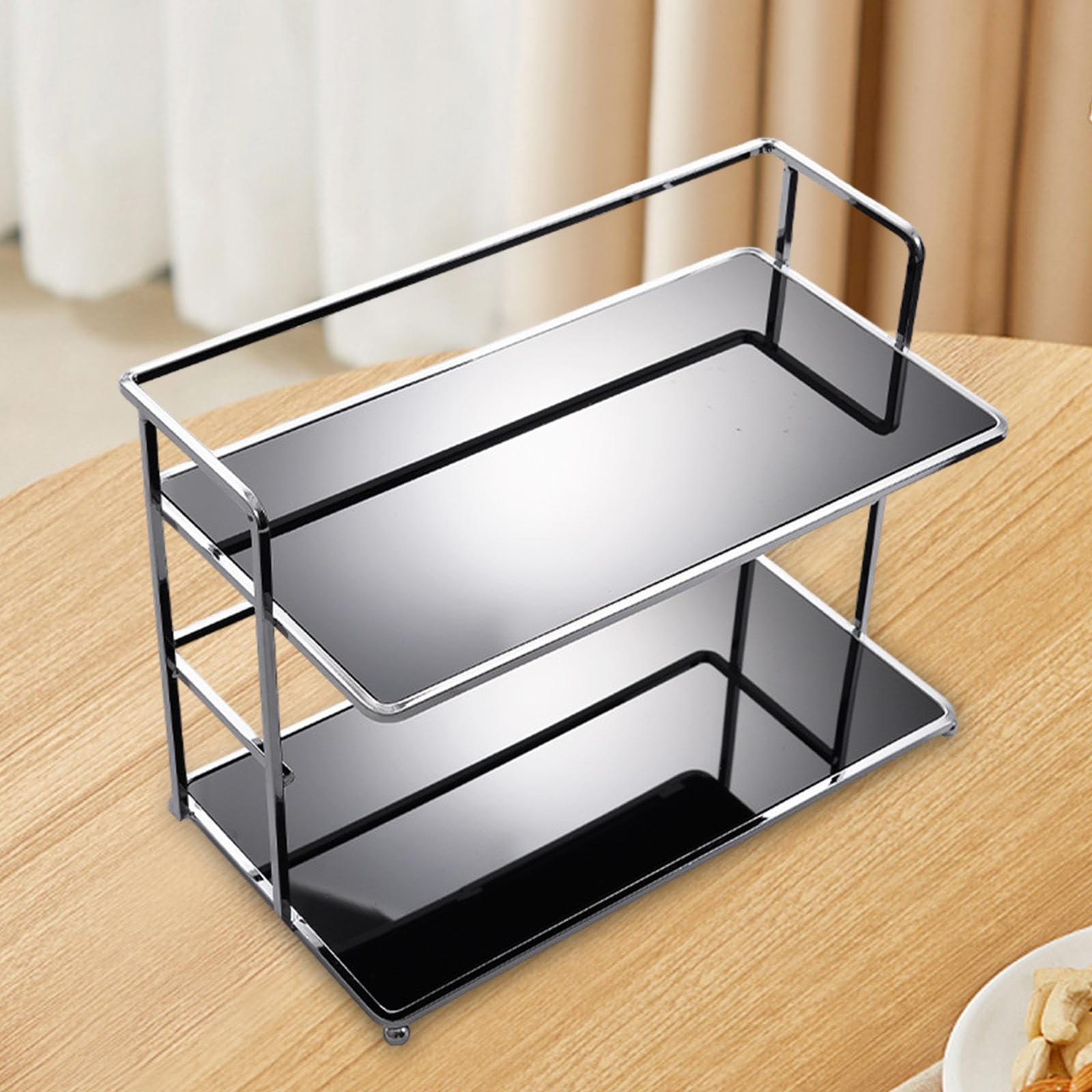 Yajuyi Organizer da Scrivania Portadocumenti Scaffale Bifacciale Porta Cosmetici Mensola Portaoggetti da Tavolo in Acrilico E Metallo Adatto per Studio, Nero