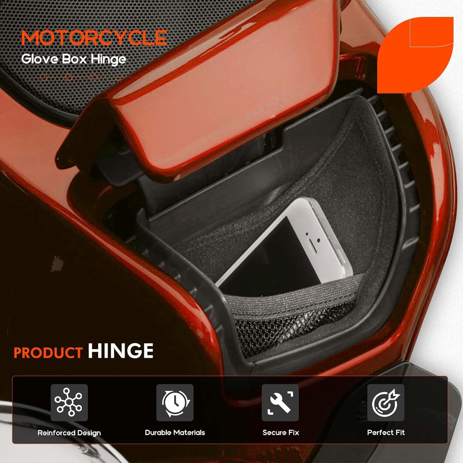 Inner Fairing Media Glove Box Door Lid Hinge Left & Right Set Fit for Harley-Davidson All Road Glide FLTR 2015-2024 Replace# 76000398, 76000436, 76000398-00, 76000436-00