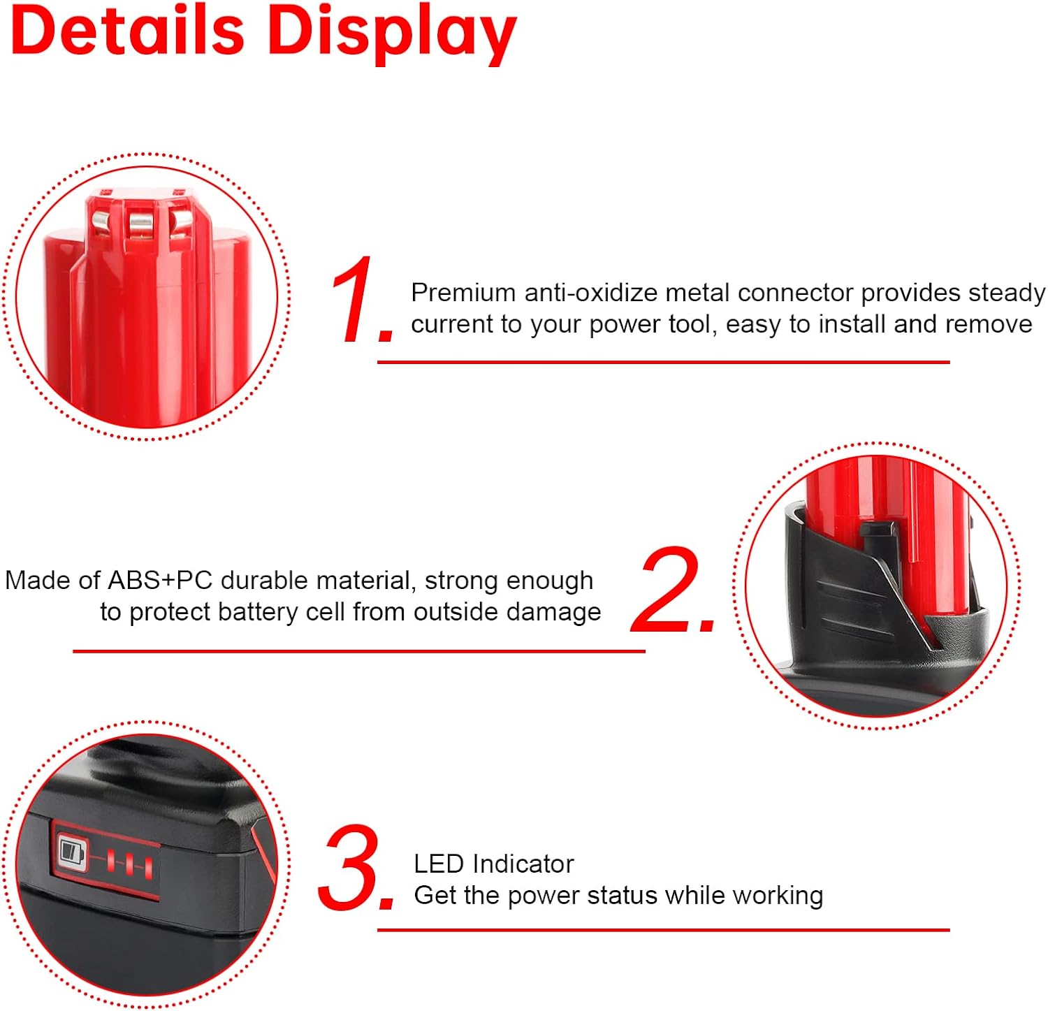 2Pces 12V 9Ah Battery Replacement Compatible for Milwaukee 48-11-0490, 48-11-2402, 48-11-2411, 48-11-2430, Cordless Power Tools & Heated Jackets with LED Indicator（Not Made in Milwaukee） - Image 2