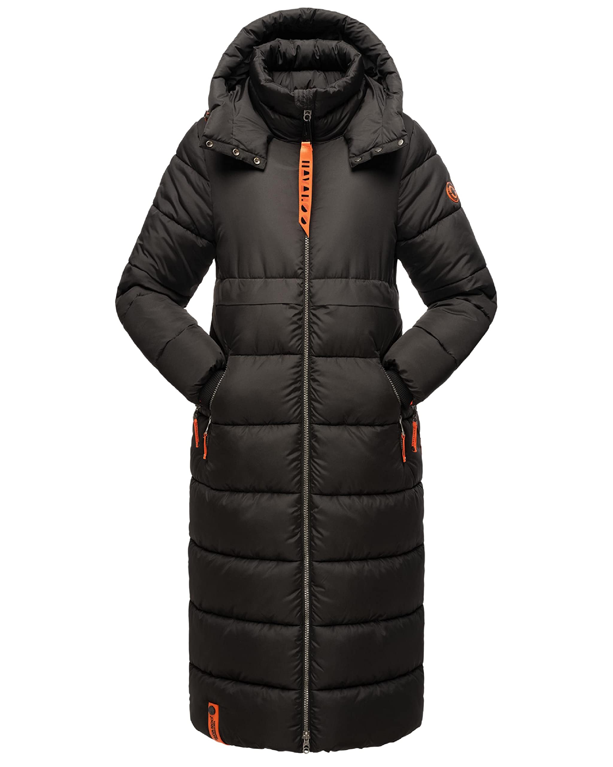 Navahoo Women's Winter Coat Warm Quilted Coat with Hood Crystal Flower XS - 6XL, black, M