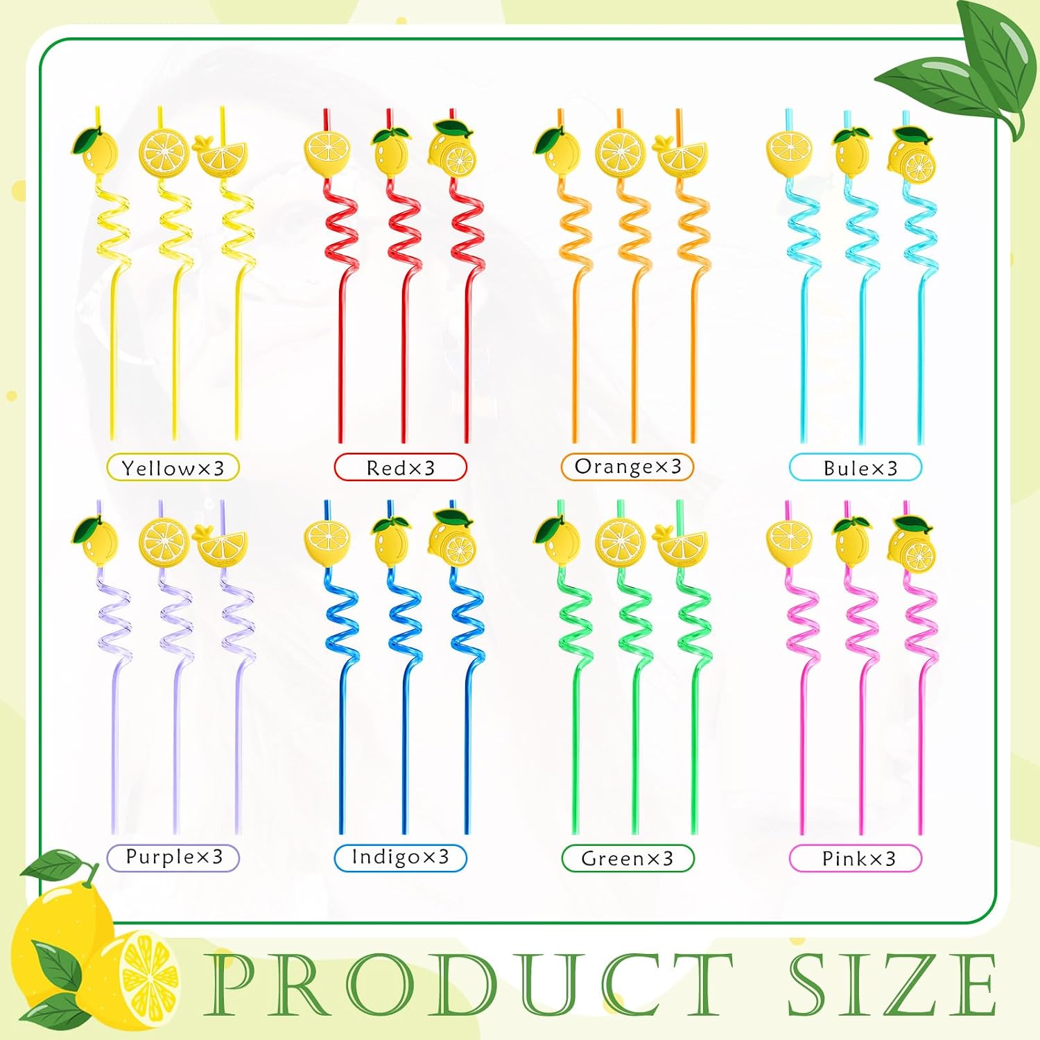 FillTouch 24 Pcs Lemon Party Straws Lemon for Kids Birthday Party image 2