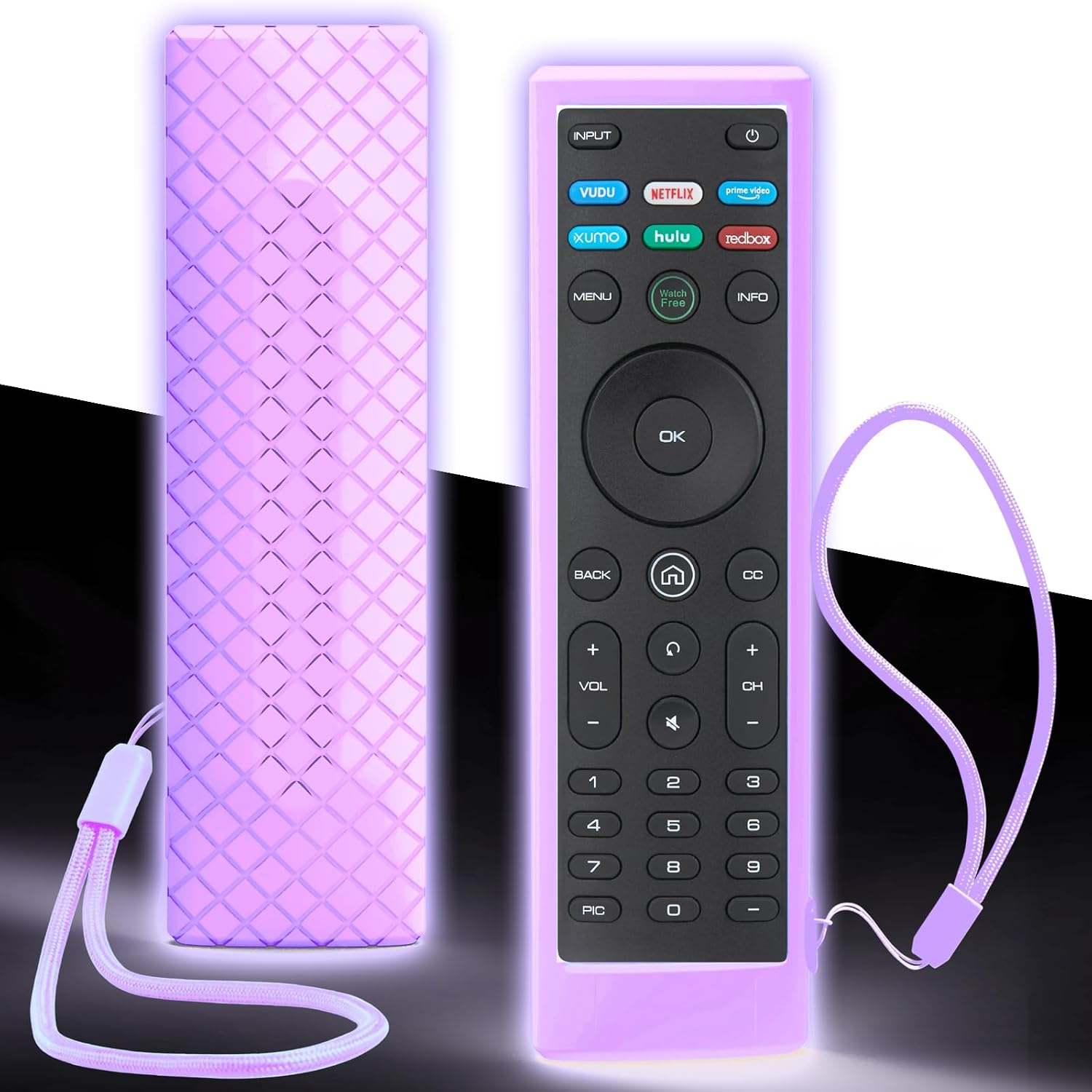 Case for Vizio TV Remote, Cover Compatible with Vizio Smart TV Remote Control XRT136 / XRT140 Silicon Universal Sleeve Skin Glow in the Dark Purple