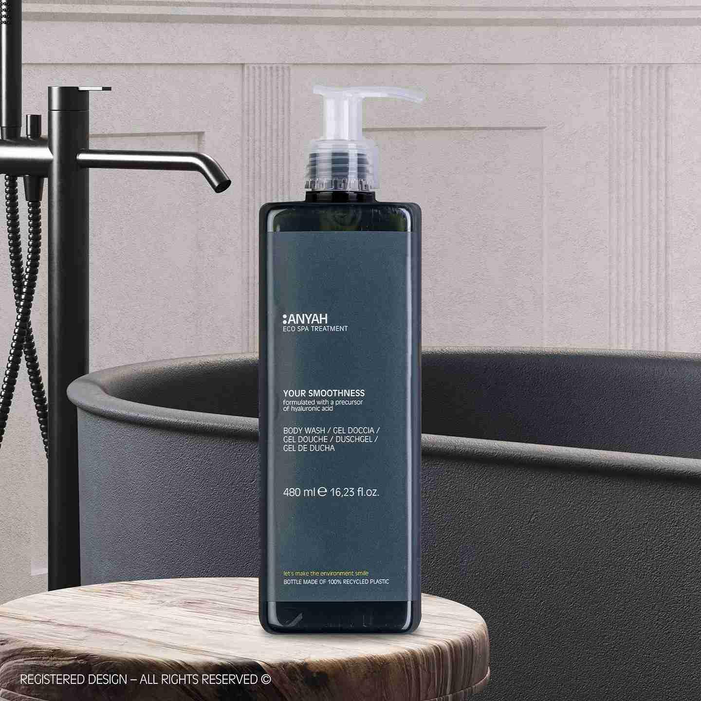 Anyah Body Wash (480 Ml/ 18 pack), Your Smoothness, Certified Eu Ecolabel, Sealed Pump, Recycled Bottle