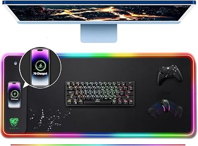 Wireless Charging RGB Gaming Mouse Pad 15W -800x300x4MM-Fast Charging, Ultra-Smooth Surface, Non-Slip Base, 13 Light Modes - Ultimate RGB Mouse Pad for Gamers - Large Mouse Pad Gaming Mat