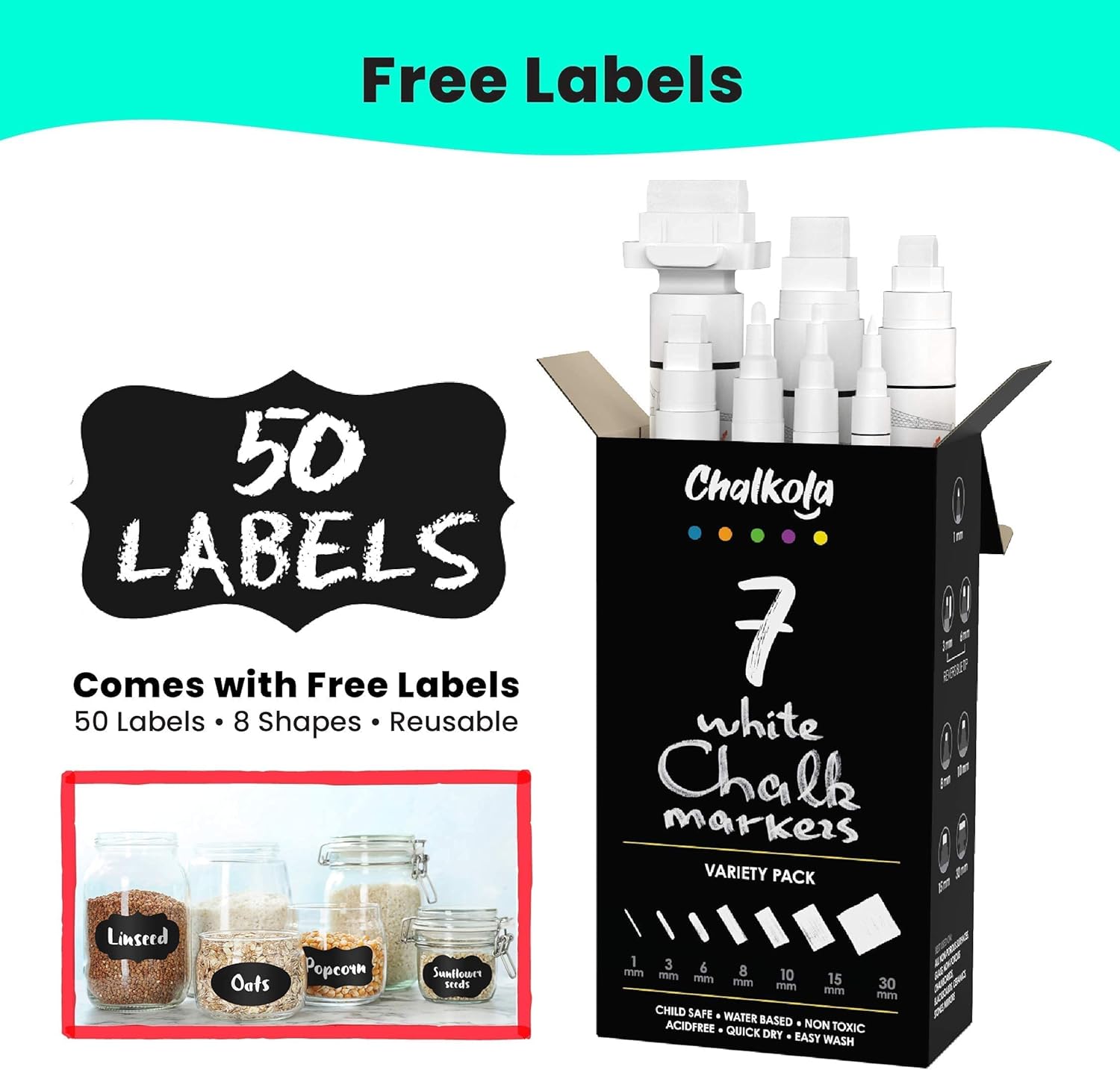 Chalk Bundle- 10 Neon 6mm + 7 White Variety Chalk Markers