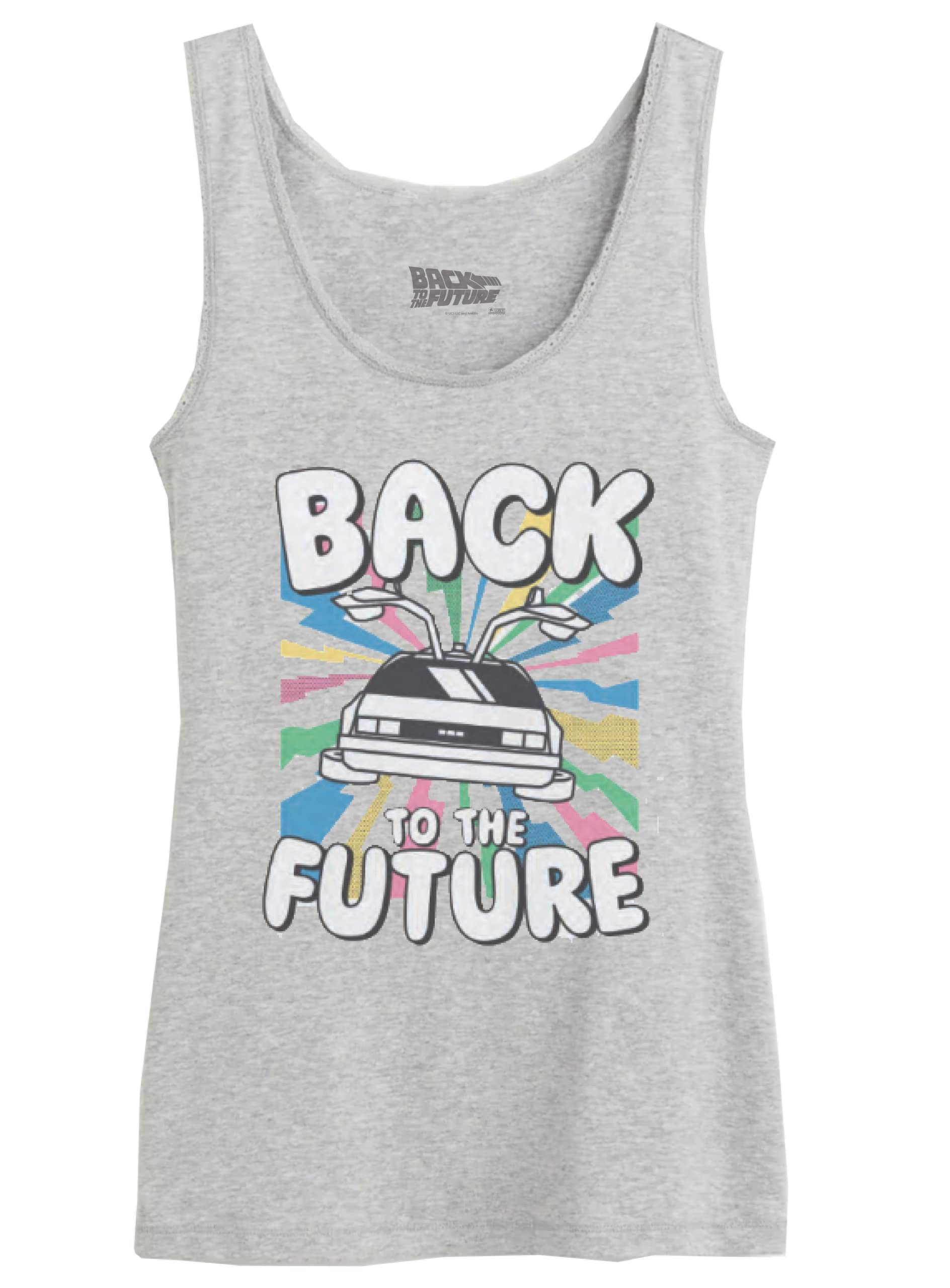 Retour Vers Le Futur Women's Melange Grey Flying Car Wobafudtk002 Tank Top, Xxl, Xxl