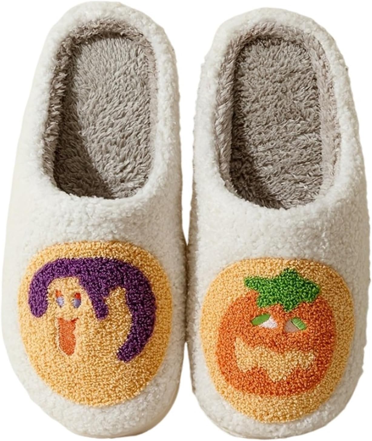 Slippers for Womens Mens Cut Retro Plush Soft Memory Foam House Shoes