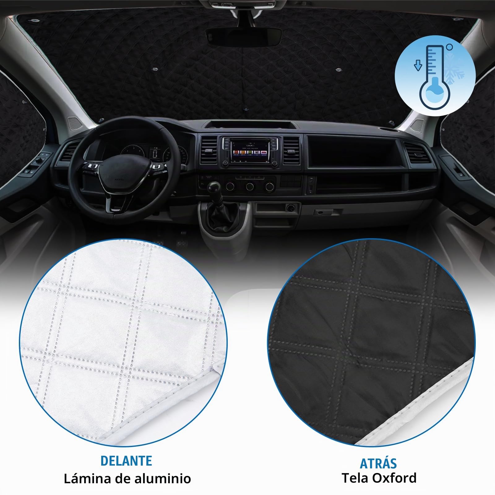 Parasoles termicos para Furgonetas VW T5 T6, 8 Piezas Protector Parabrisas | NIGOOLATA Persiana UV de Verano Parasol Furgoneta Delantero