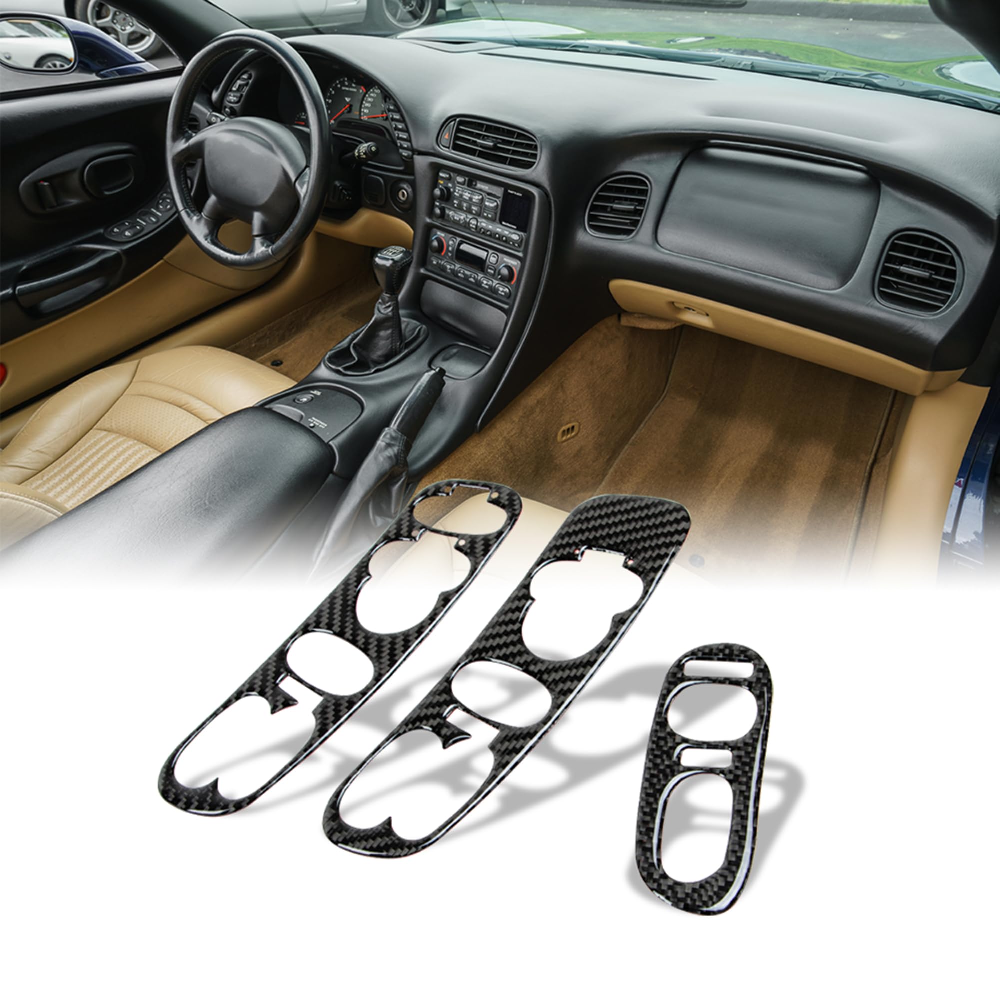 AeroBon Real Carbon Fiber Switch Panel Trim for 1997-2004 Corvette C5