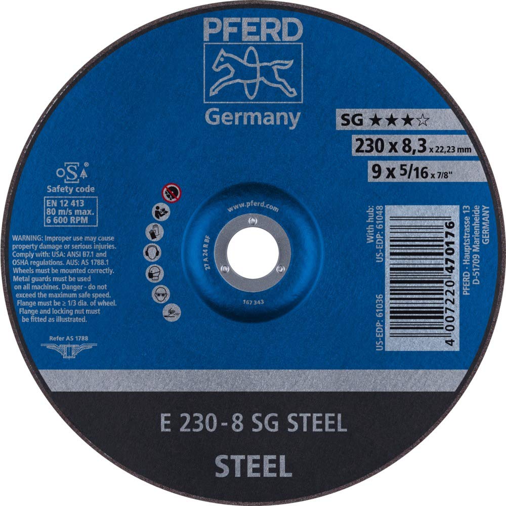 10 discos de desbaste PFERD E 230-8 SG STEEL| Art. 62223826