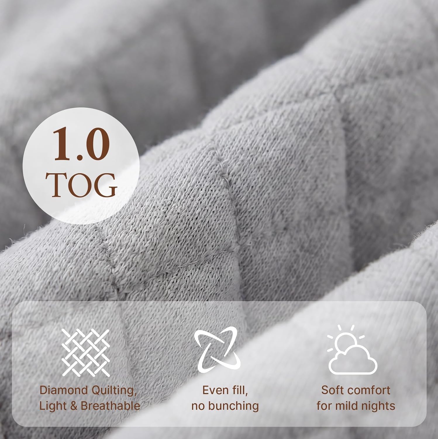 Baby Sleep Sack 0-6 Months 1.0 Tog 100% Cotton Toddler Sleep Sack,Diamond Quilted Breathable Soft All Year Wearable Blanket for Toddler and Infant
