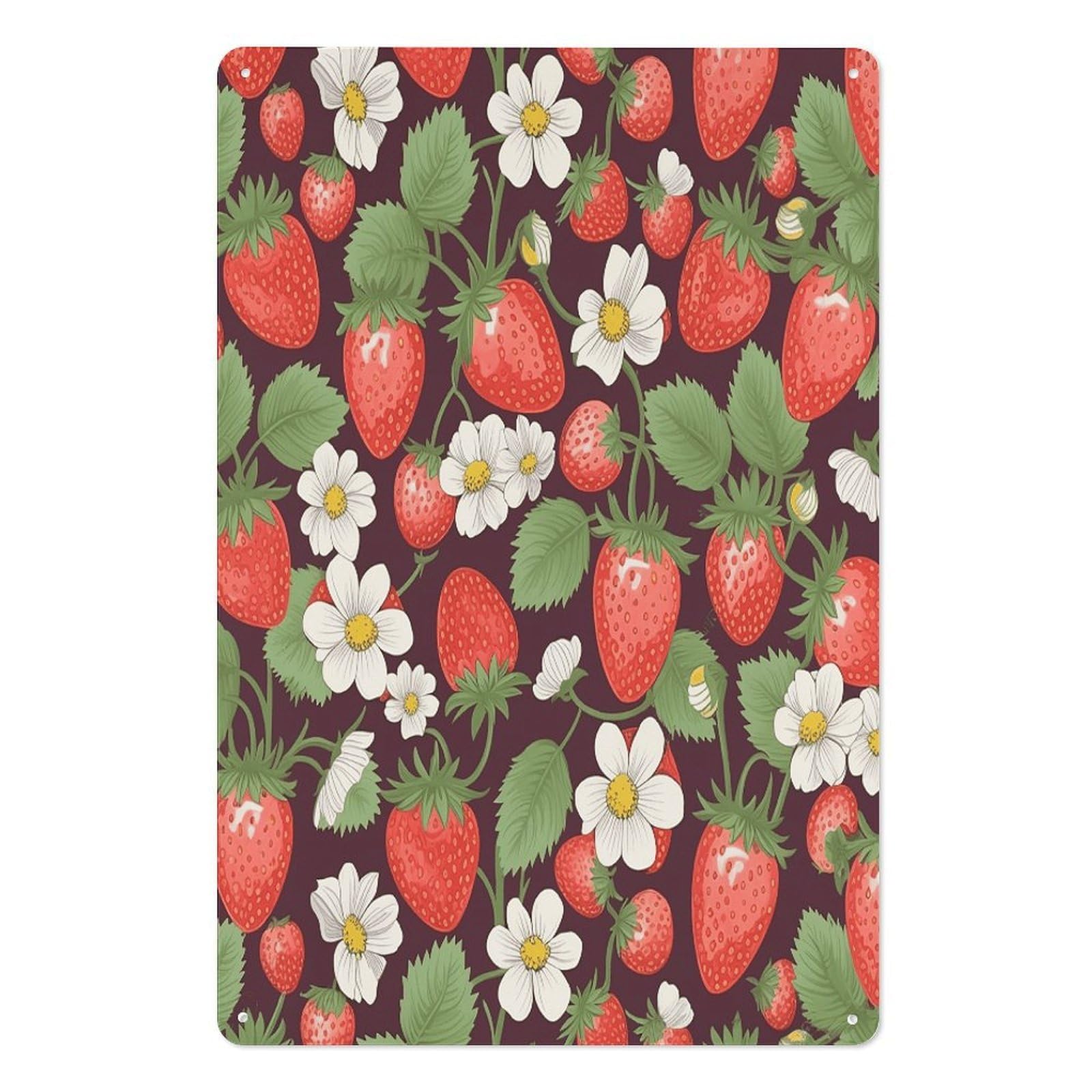 Adfgyerh Style Strawberry3 Tin Sign Hanging Art Prints,Wall Decor For Gifting And Party Decoration 7.9X11.8 Inch,Wall Art For Home Garden Greenhouse Living Room Bedroom Yard