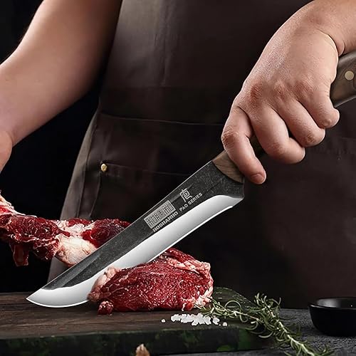 Miniatura 5 de HOSHANHO Juego de cuchillos de carnicero de 3 piezas, cuchillos de filete forjados a mano súper afilados, cuchillos divisores y cuchillos de pelar,