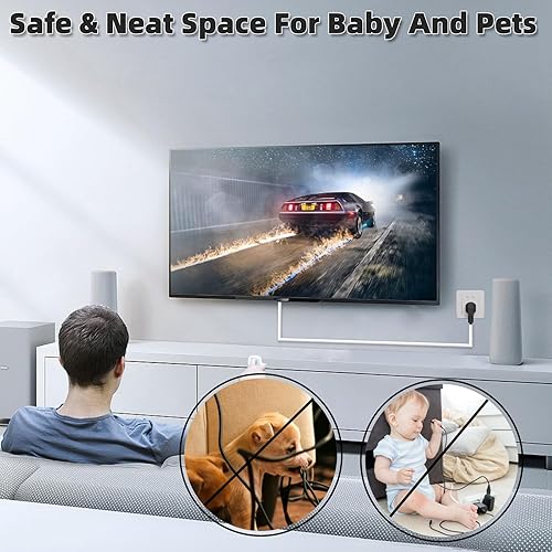 Miniatura 4 de Ocultador de cable con hebilla lateral de 39 pulgadas para 1 cable, cubiertas de cable de extensión para cables en la pared, ocultador de cable