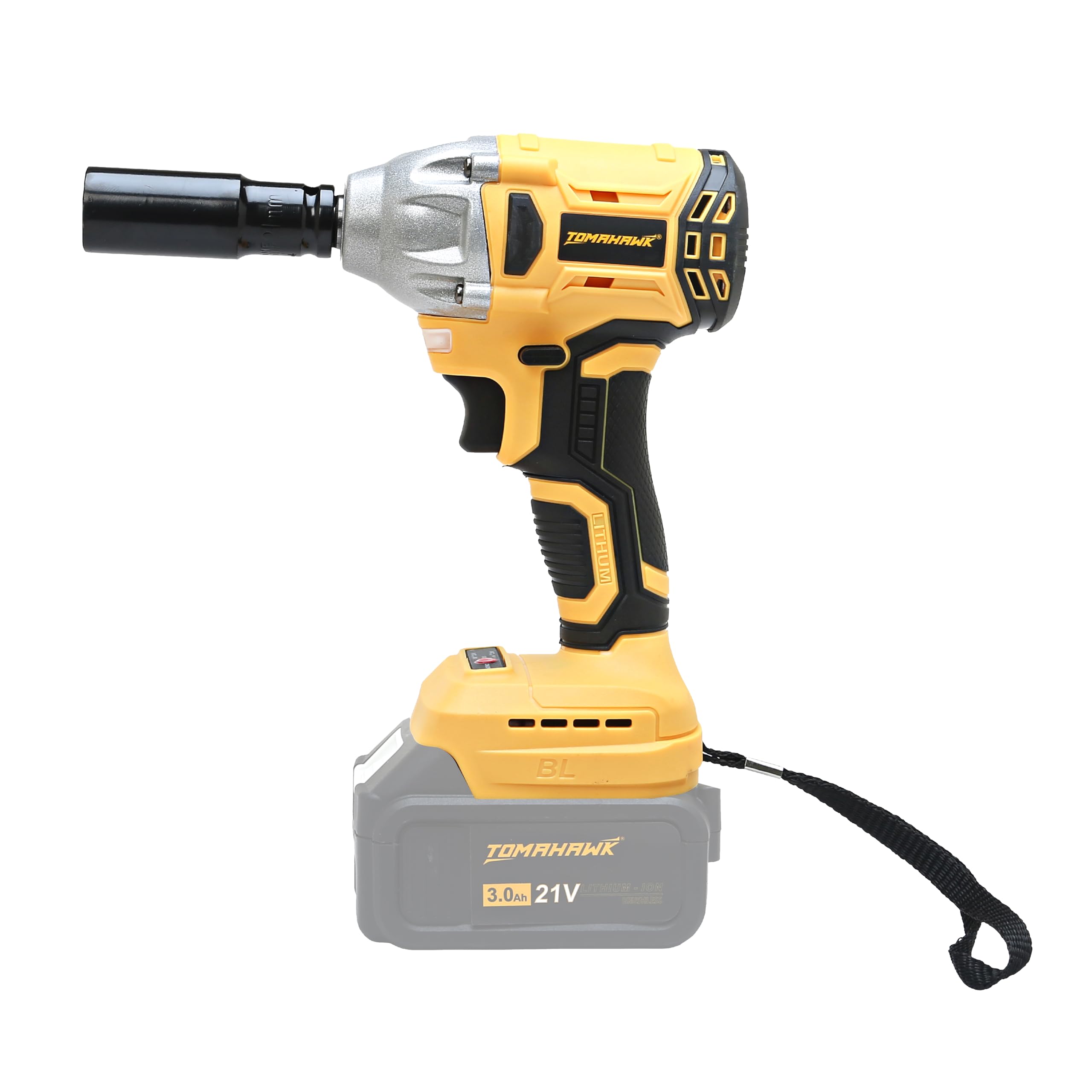 Tomahawk ® TIW-85B 20V Cordless Impact Fixed Square Wrench, Brushless Motor, 1/2 Inch Drive, 300Nm Torque, Led Light, Forward/Reverse Rotation (NO BATTERY)