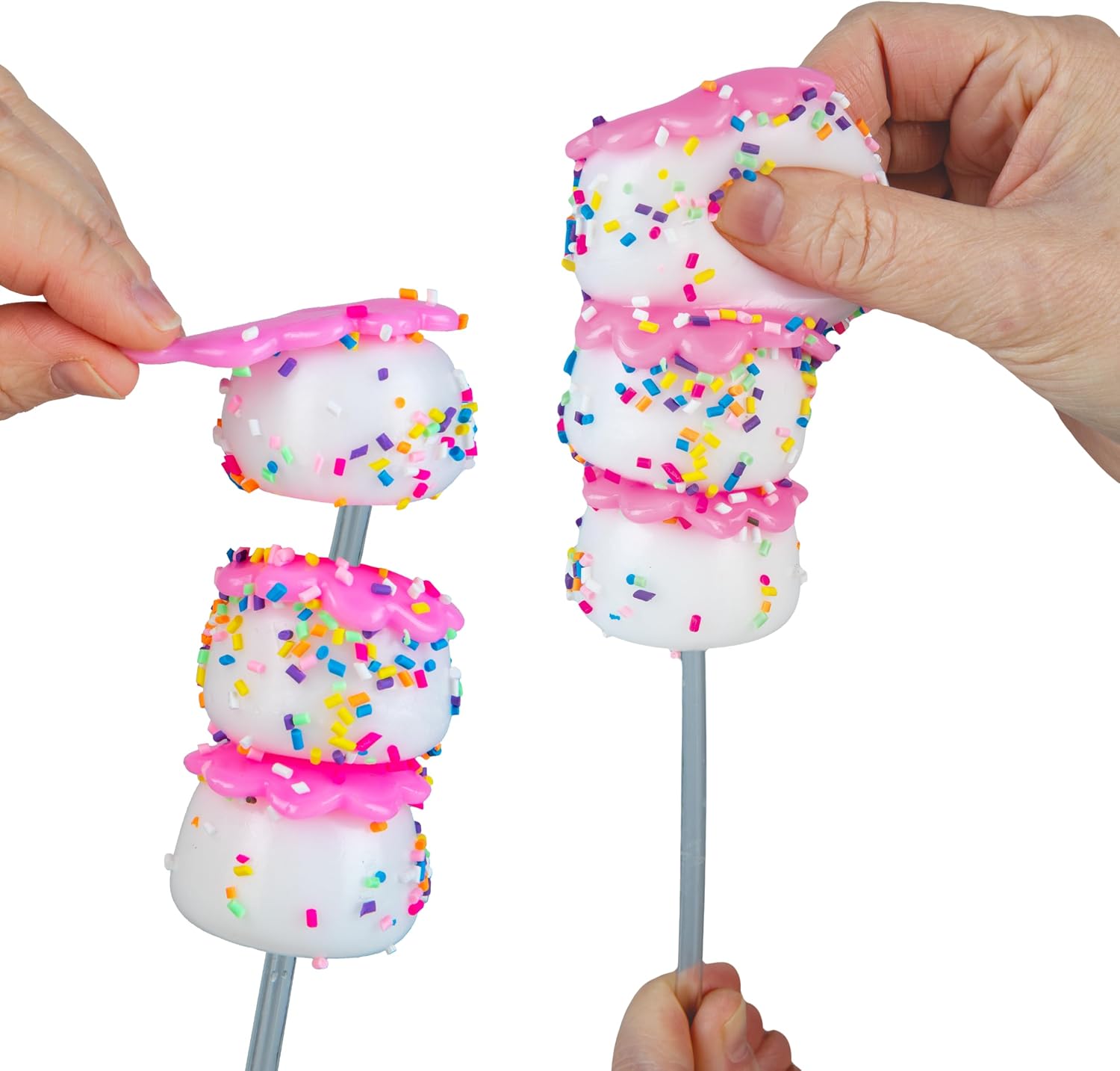 ORB Tabalicious Snack Sticks TABA Squishy Cake Pop Toys - 3 Cute, Sticky TABA Cake Pop Food Squishies with Sprinkles - Removable Stress Ball Toys - Kawaii Sensory Fidget Toys for Kids and Adults