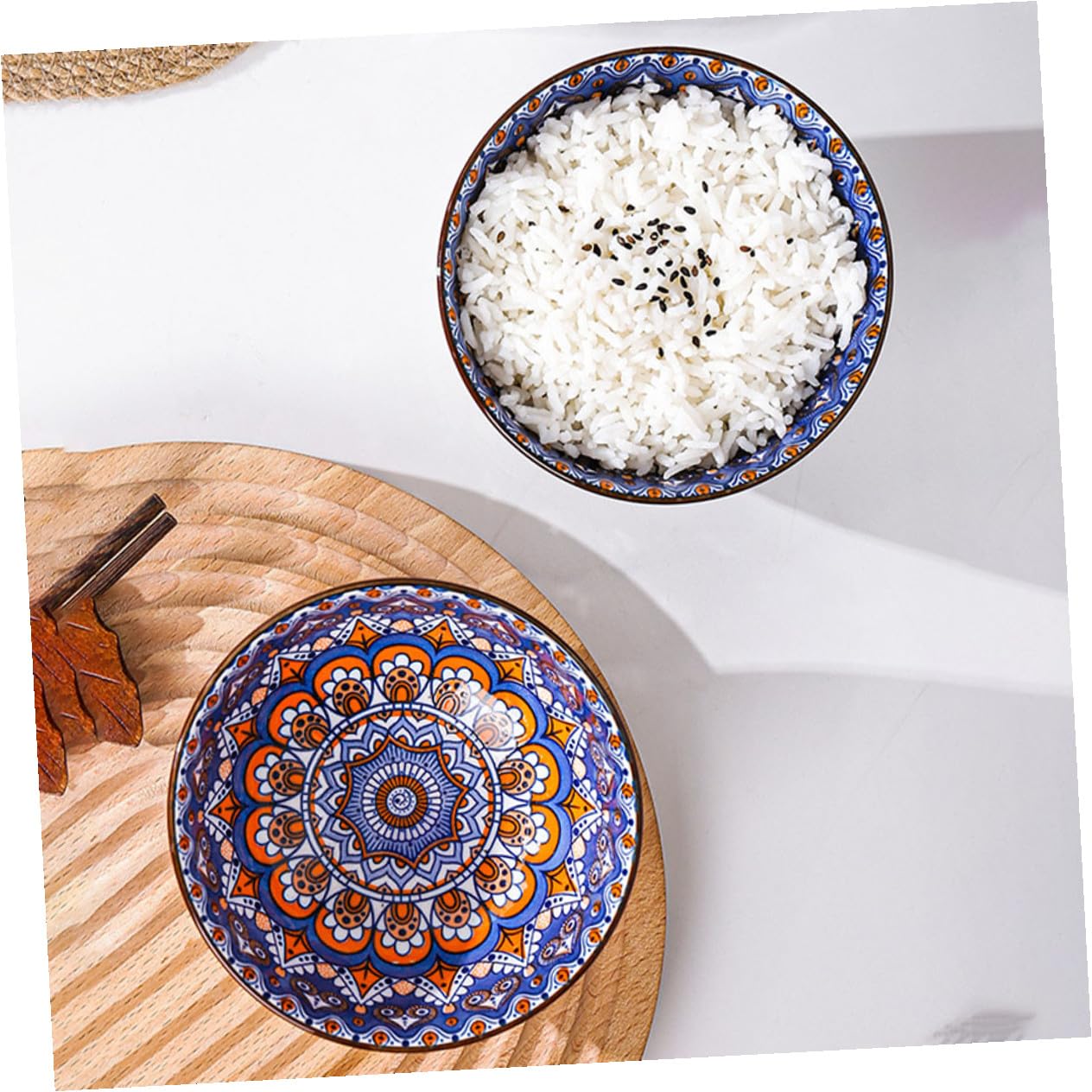 ABOOFAN Juego de 4 Tazones de Cerámica Estilo Bohemio para Arroz y Ensalada Borde Liso, Multiusos, Adecuado para Obsequio de Inauguración de Casa Color Aleatorio