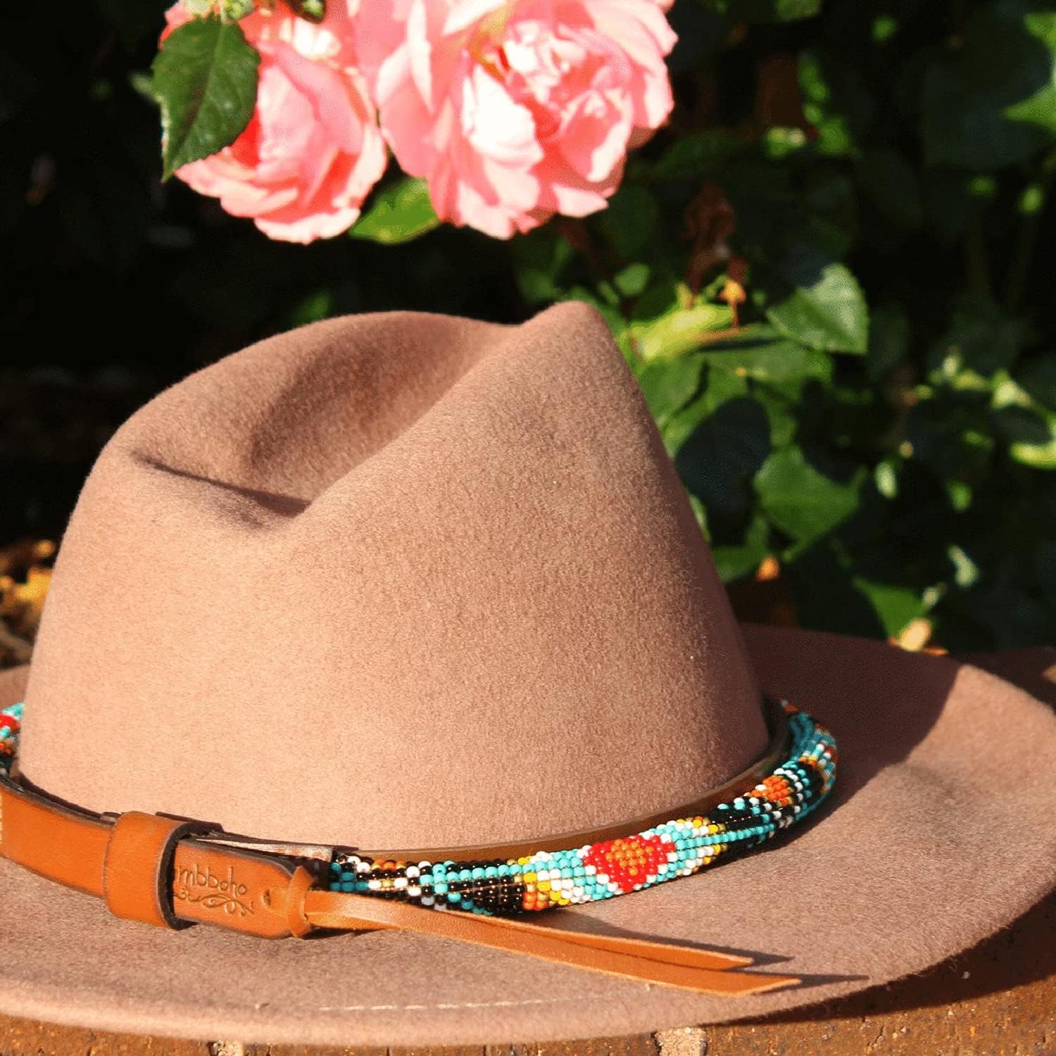 Sambboho - All Natural Soft Leather Hatbands w/Durable Hand Stitched Bead Embroidery