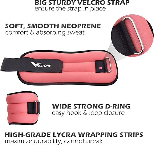 Miniatura 2 de Vivitory Pesas de tobillo para mujeres y hombres, pesas de piernas de 2.2 a 6.6 libras por par, pesas de brazo, pesas de tobillo y muñeca para