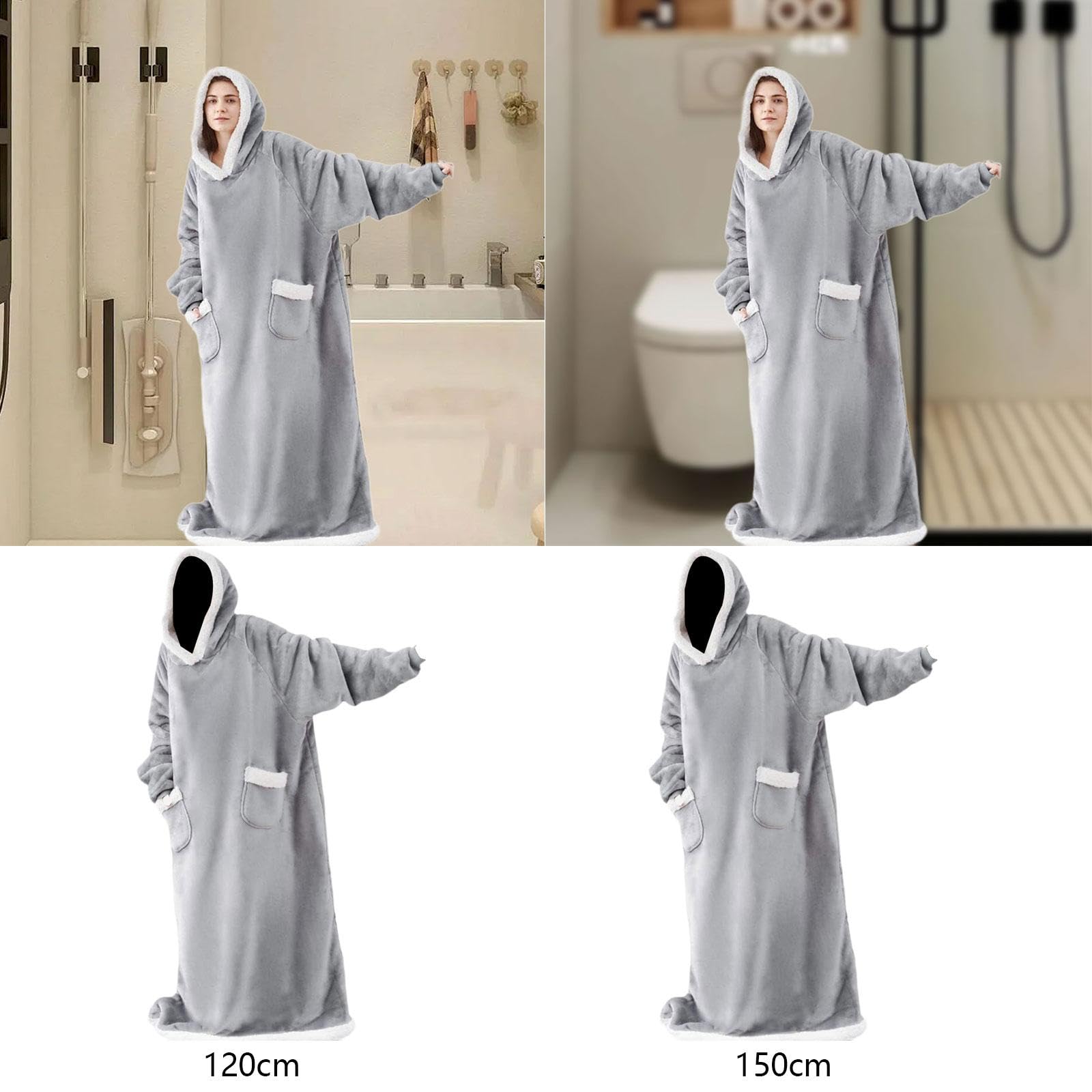 CALANDIS® Wearable Blanket Hoodie Sweatshirt Clothes Soft Loungewear Cozy Pajama Robes 120cm | Sleepwear & Robes | Intimates & Sleep | Womens Clothing 4