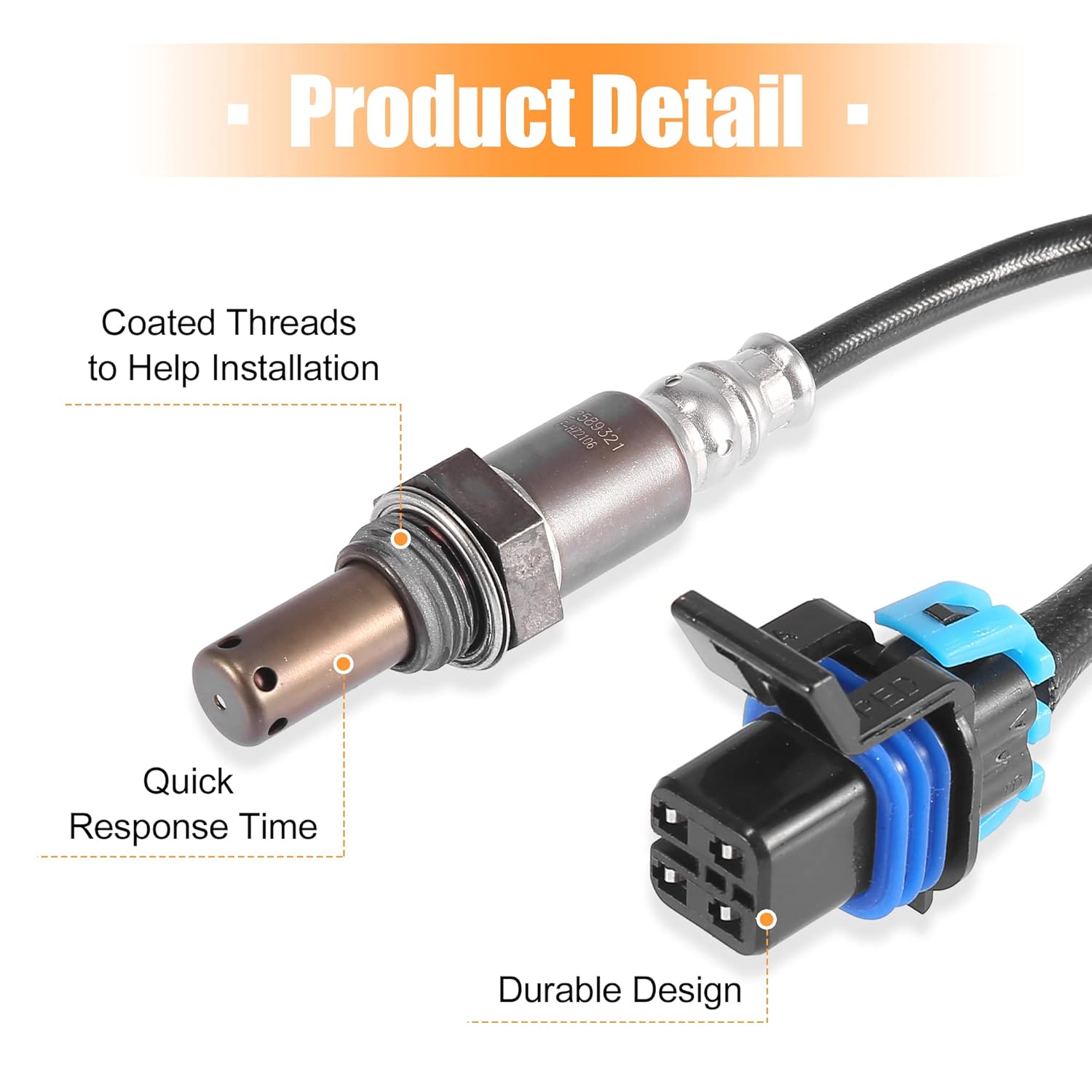 X AUTOHAUX 4 Wire Car Oxygen Sensor Air Fuel Ratio Downstream O2 Sensor 12589321 for Cadillac Escalade 6.0L 2009