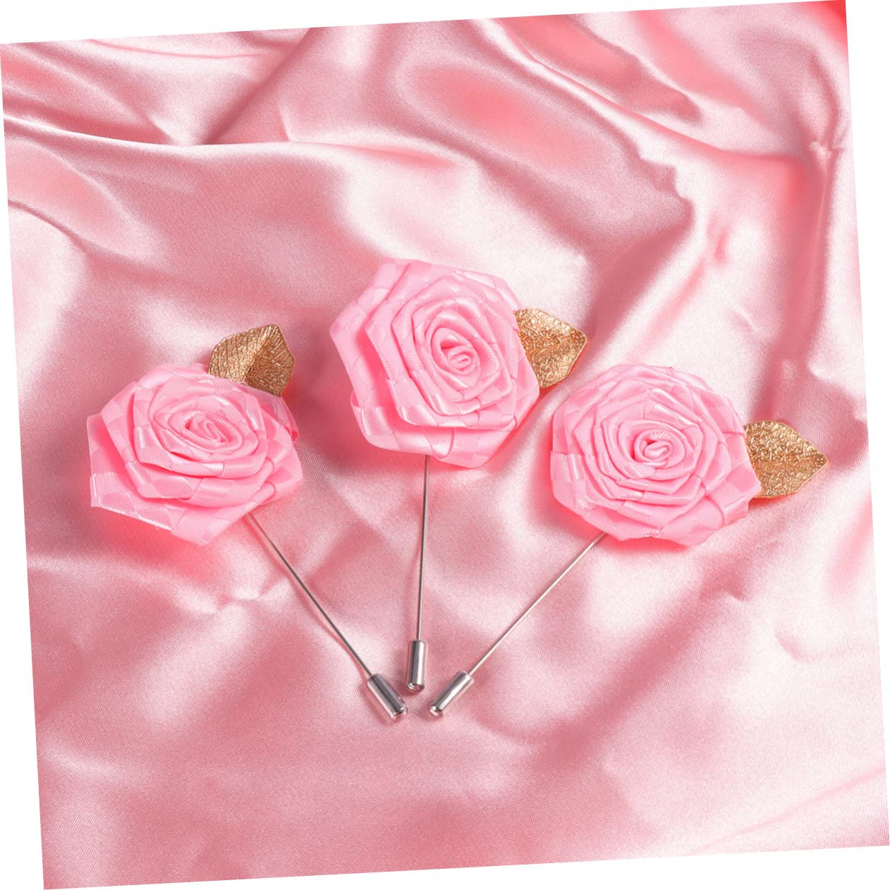 SHERCHPRY 24 broches de novia para novio, ramillete de flores, pin de flores, tela hecha a mano, satén
