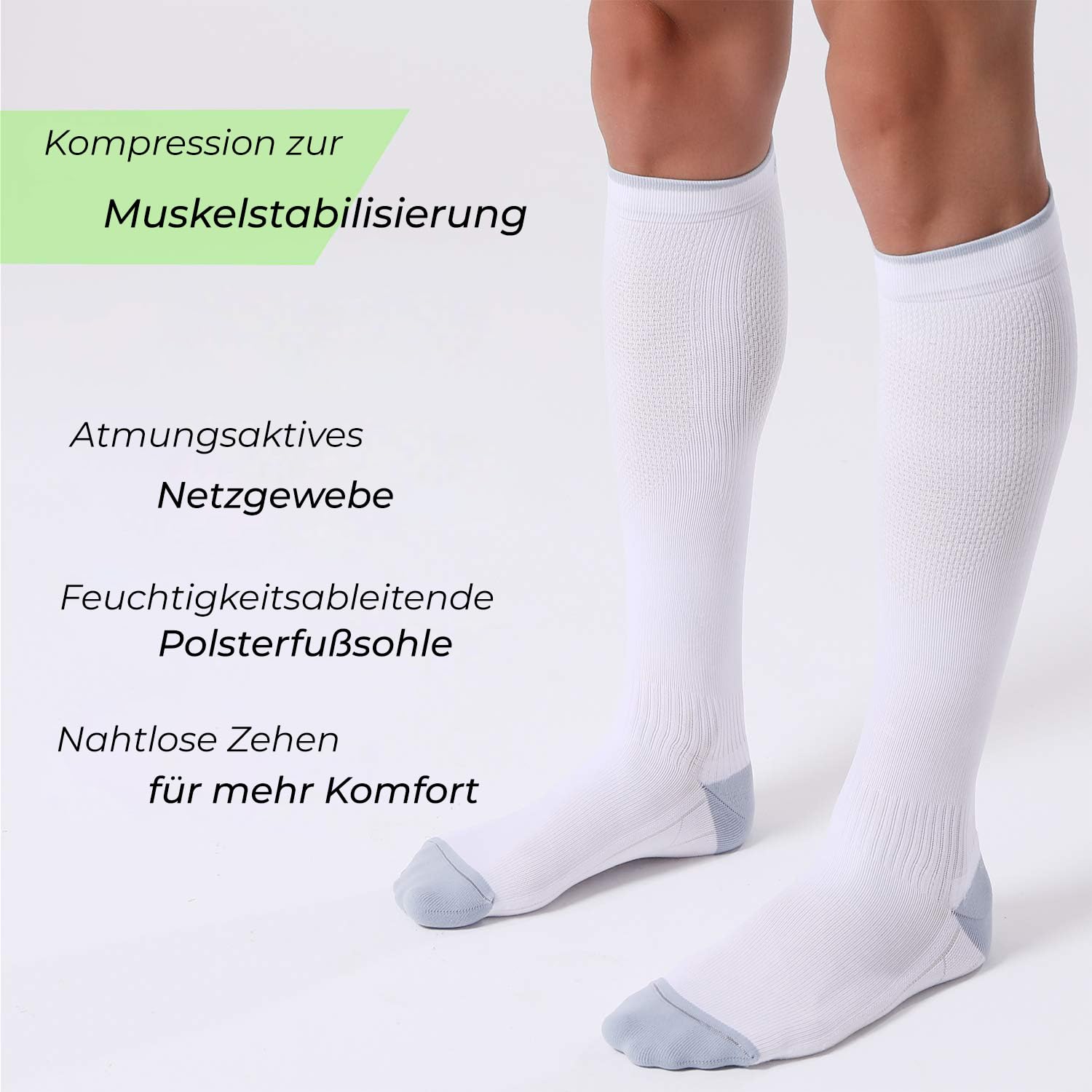 FITRELL 3 Paar Kompressionssocken Damen & Herren 20-30 mmHg Kniestrümpfe