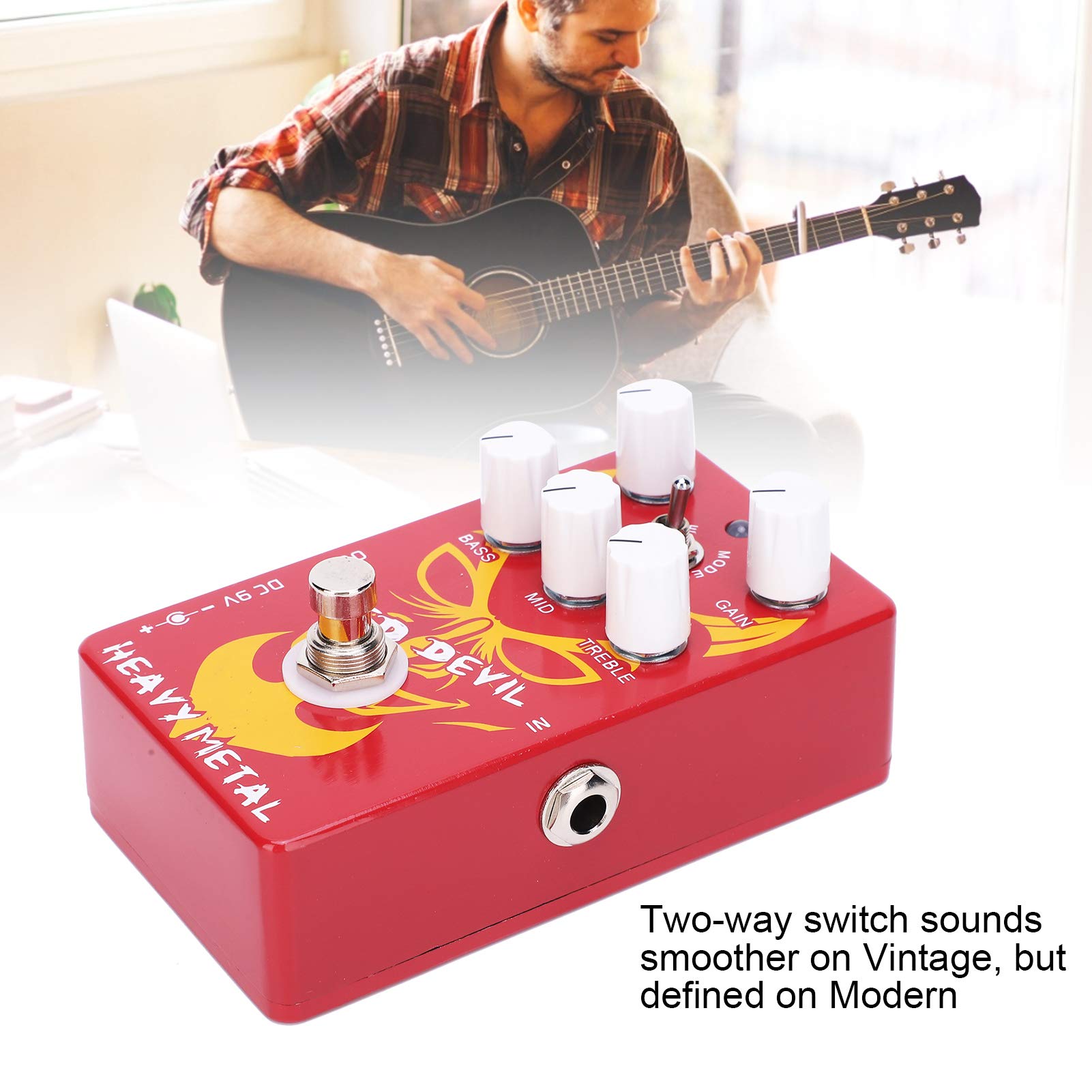Pédale de distorsion, sonorité Heavy Metal 9V DC Center pédale d'effet négatif pour guitaristes pour mélomanes