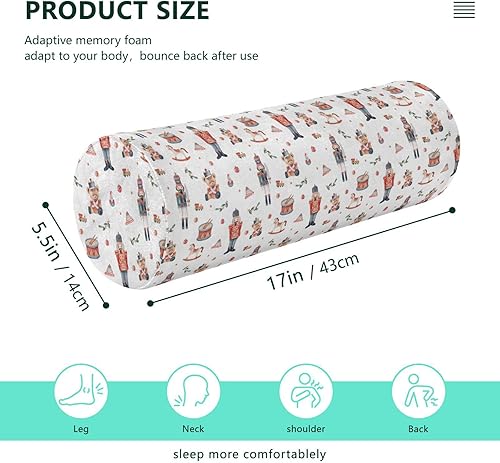 Miniatura 3 de Christmas Nutcrackers Bolster Pillow for Bed Neck Roll Pillow Support 17 Inch Round Pillow Insert Cylinder Pillow Long Hip Support Pillow
